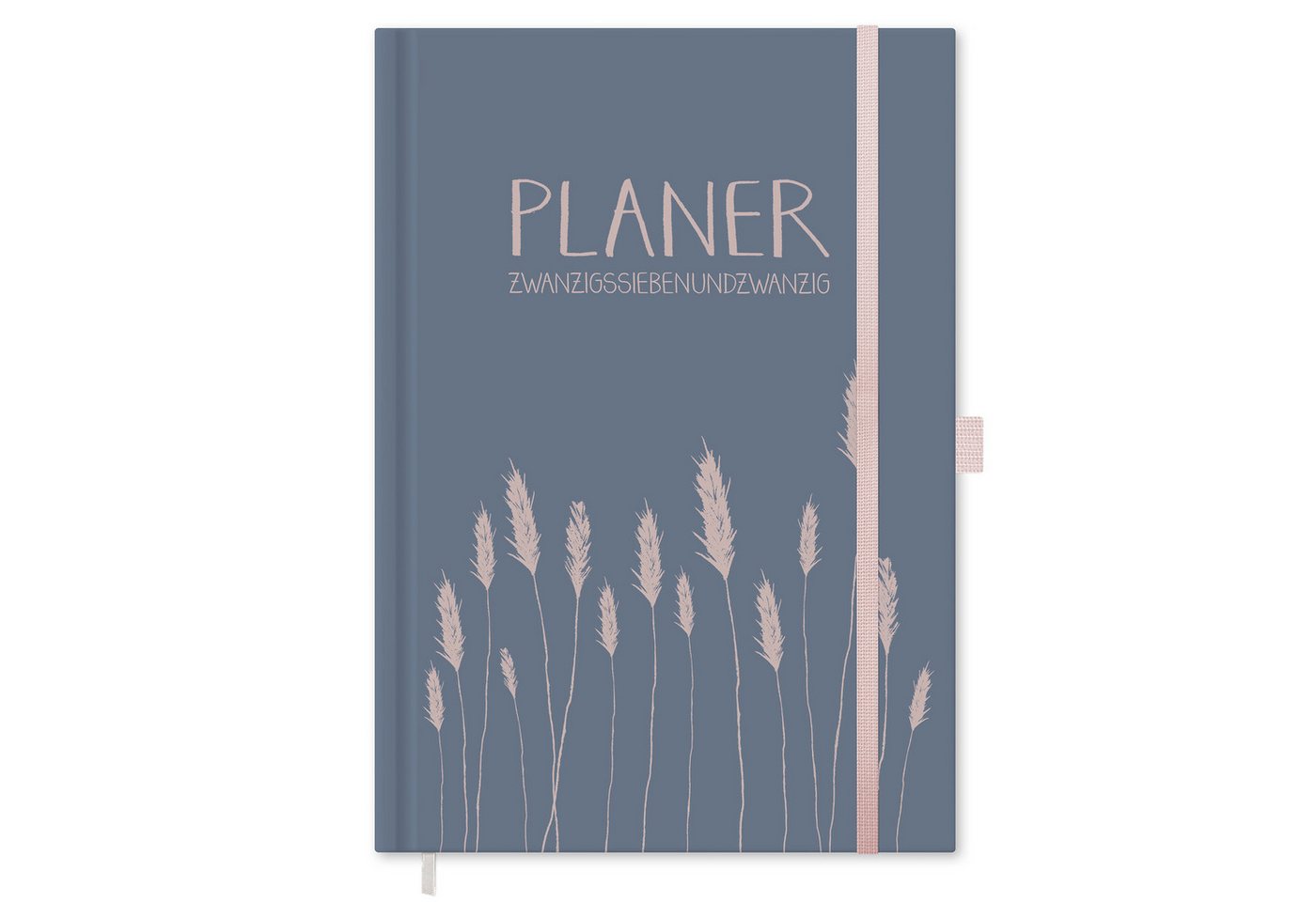Eine der Guten Verlag Terminkalender Terminplaner 2027 - A5, blau rosa, 1 Doppelseite / Woche, FSC-Papier, Hardcover, Gummiband, Stiftschlaufe