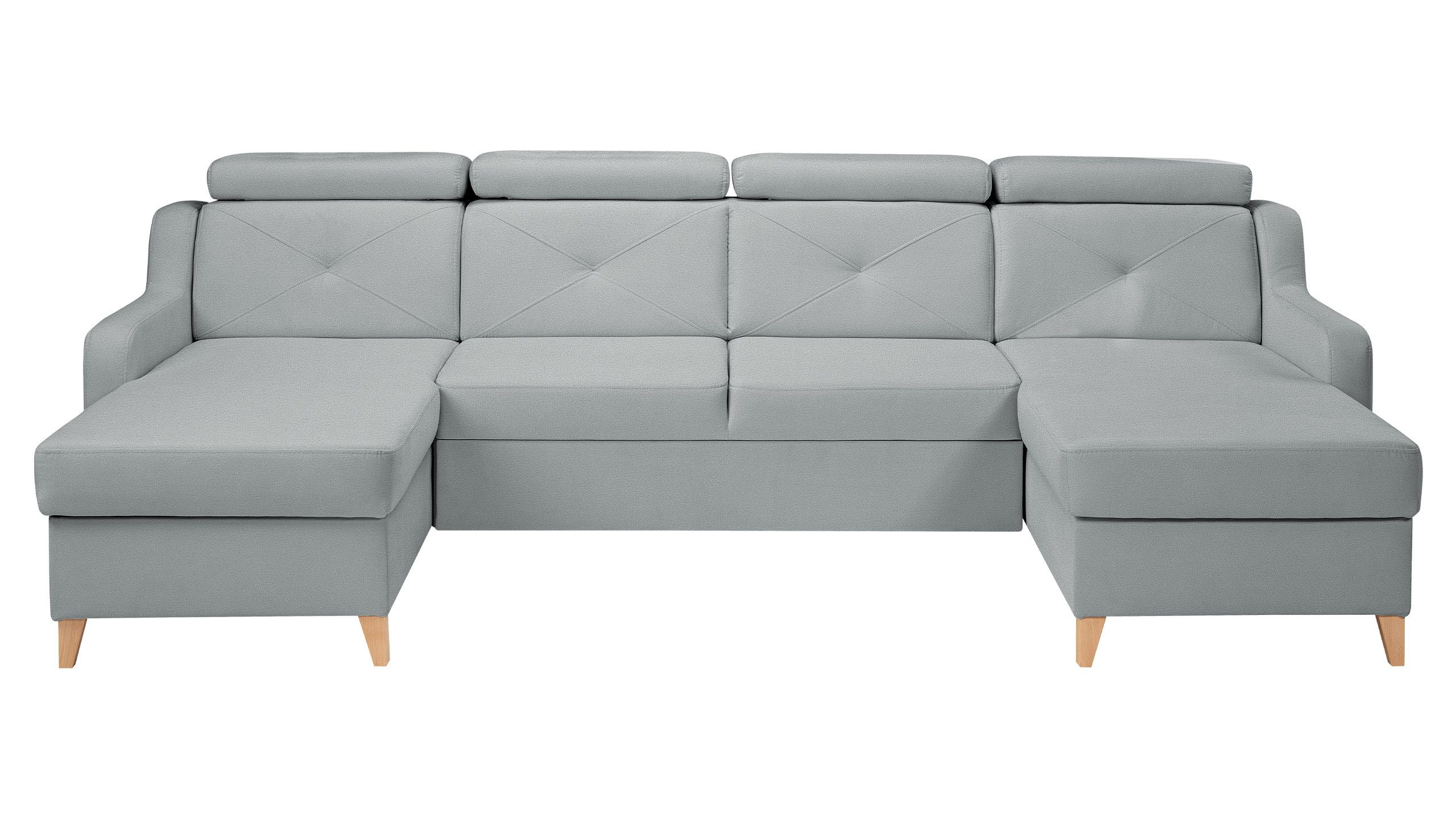 MIRJAN24 Wohnlandschaft Marbella U, Holzfüße, Einstellbare Kopfstützen