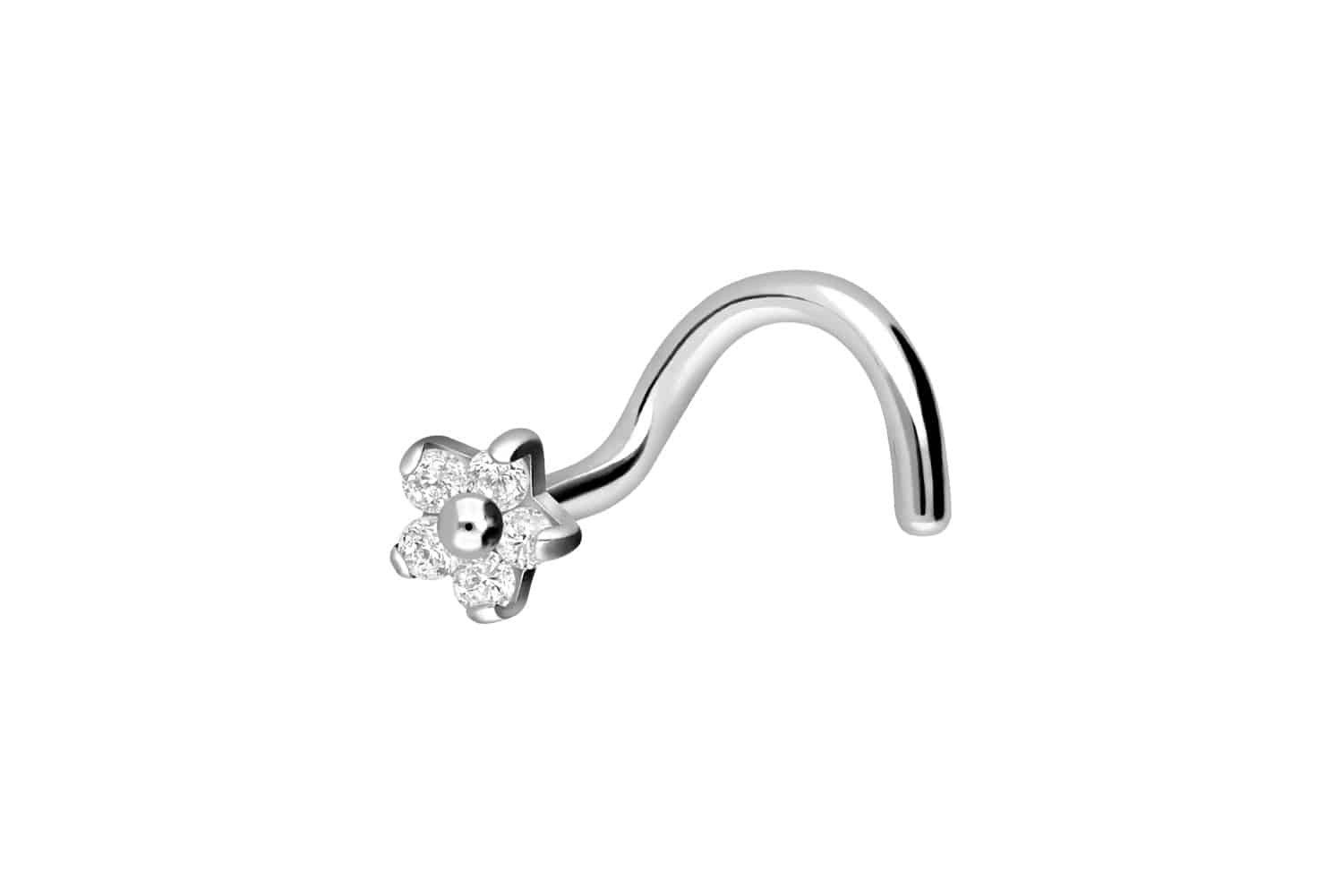 PIERCINGLINE Nasenpiercing Chirurgenstahl Nasenstecker Spirale KRISTALLBLUME (Nasenstecker, 1-tlg)