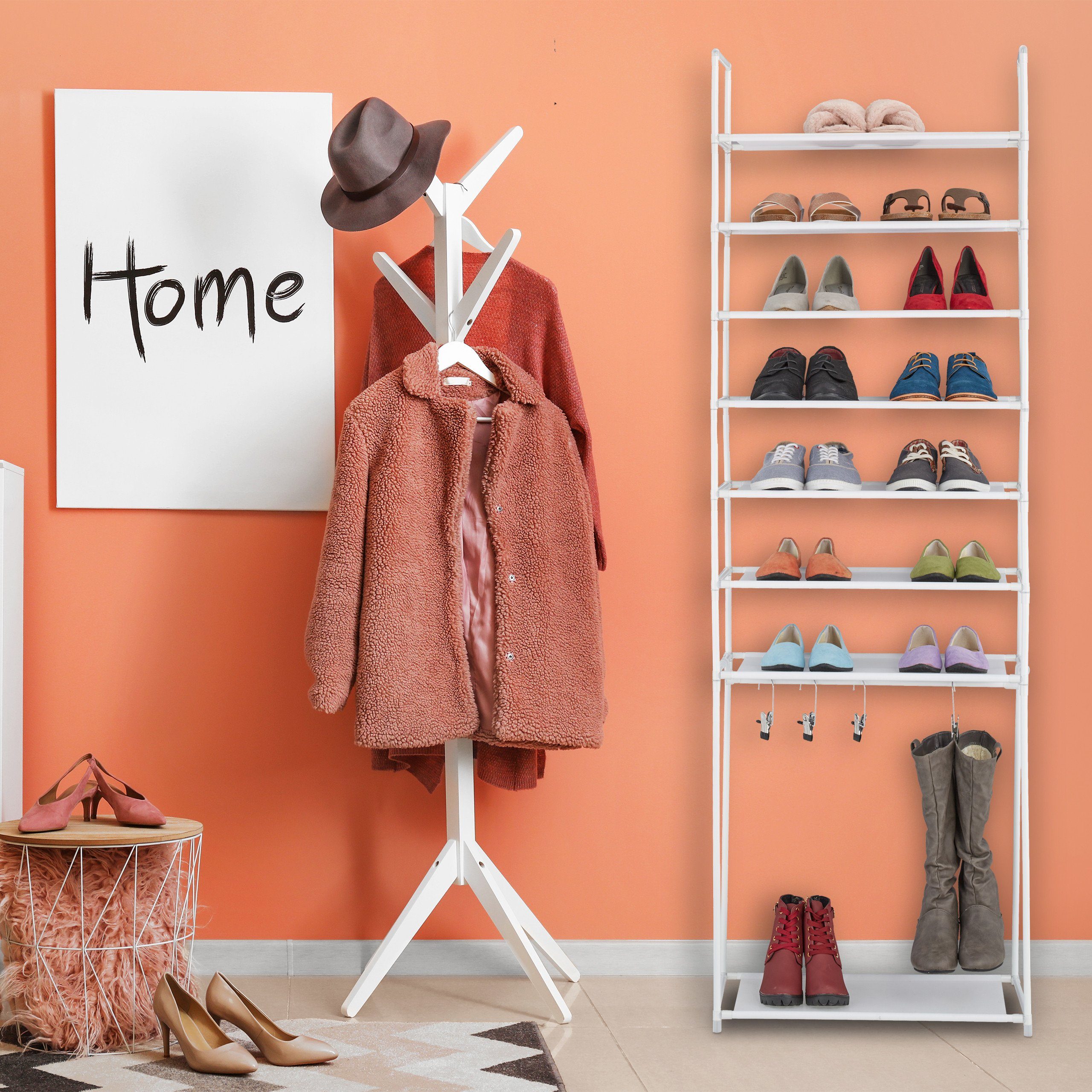relaxdays Schuhregal mit 8 Ebene, Weiß günstig online kaufen