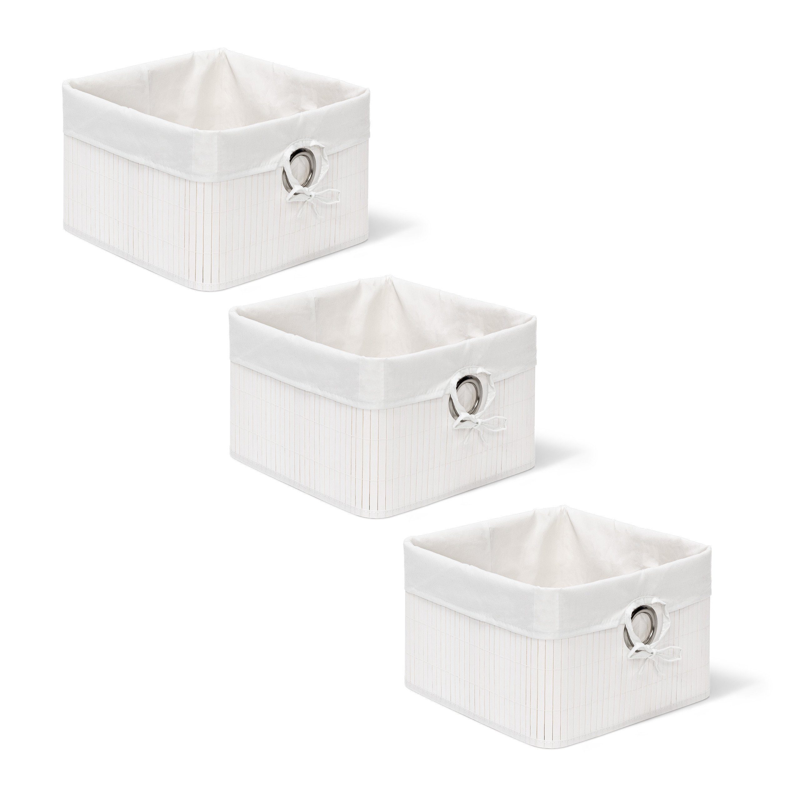 relaxdays Aufbewahrungskorb 3 x Aufbewahrungskorb Bambus günstig online kaufen