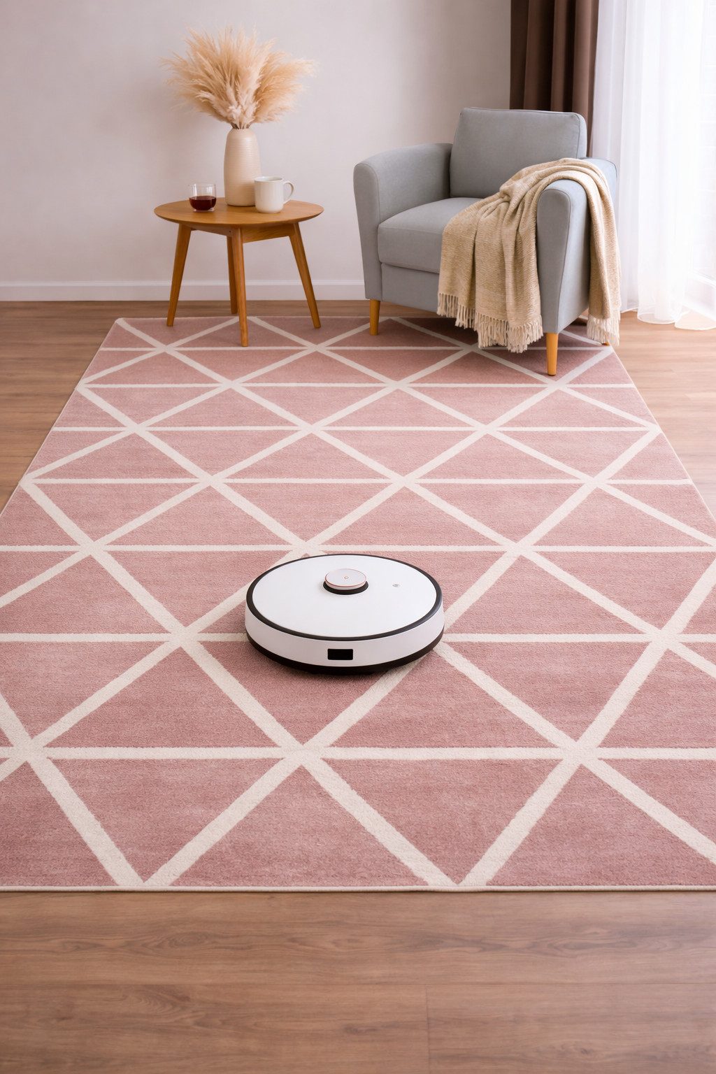 Vimoda Teppich Viva Classic, Wohnzimmer Rauten Motiv, Rechteckig, Höhe: 12 mm, Läufer Wohnzimmer, Schlafzimmer Küche