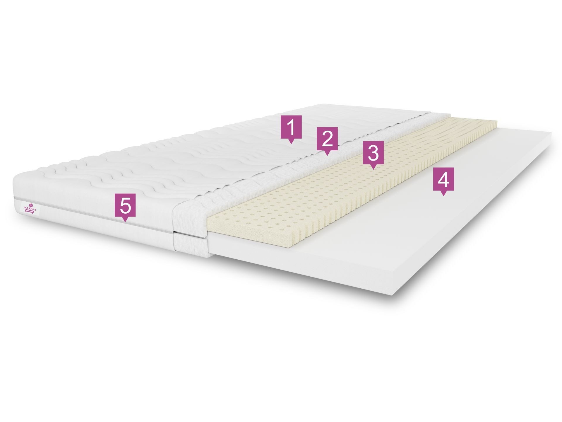 MARPUR, Topper Matratzentopper TOP5, Latexauflage ink. Bezug, mittelhart: H3, 5 cm hoch