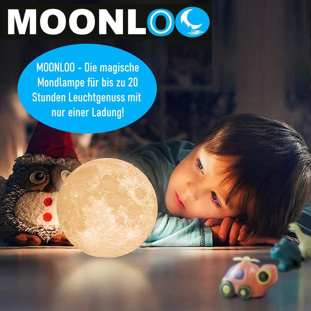 Light 3D MOONLOO Mondlicht Lampe Mond Licht, Nachtlampe Moon Sensor Touch Nachtlicht Nachttischlampe Mondlampe LED MAVURA