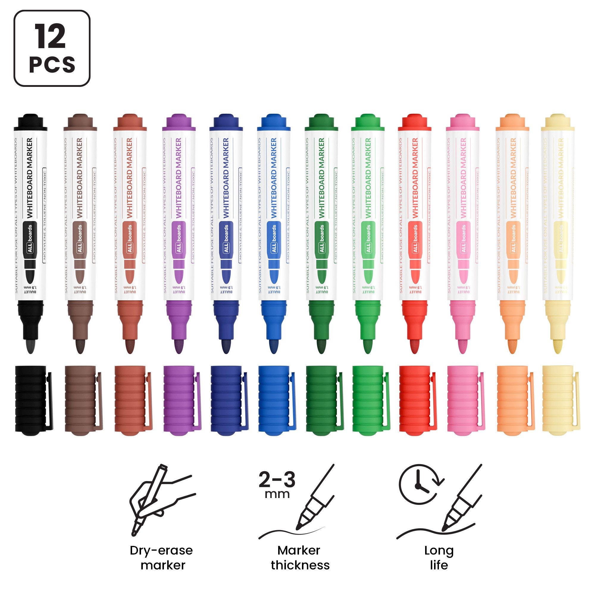 ALLboards Whiteboard Marker ALLboards Whiteboard-Marker-Set – 12 Stück