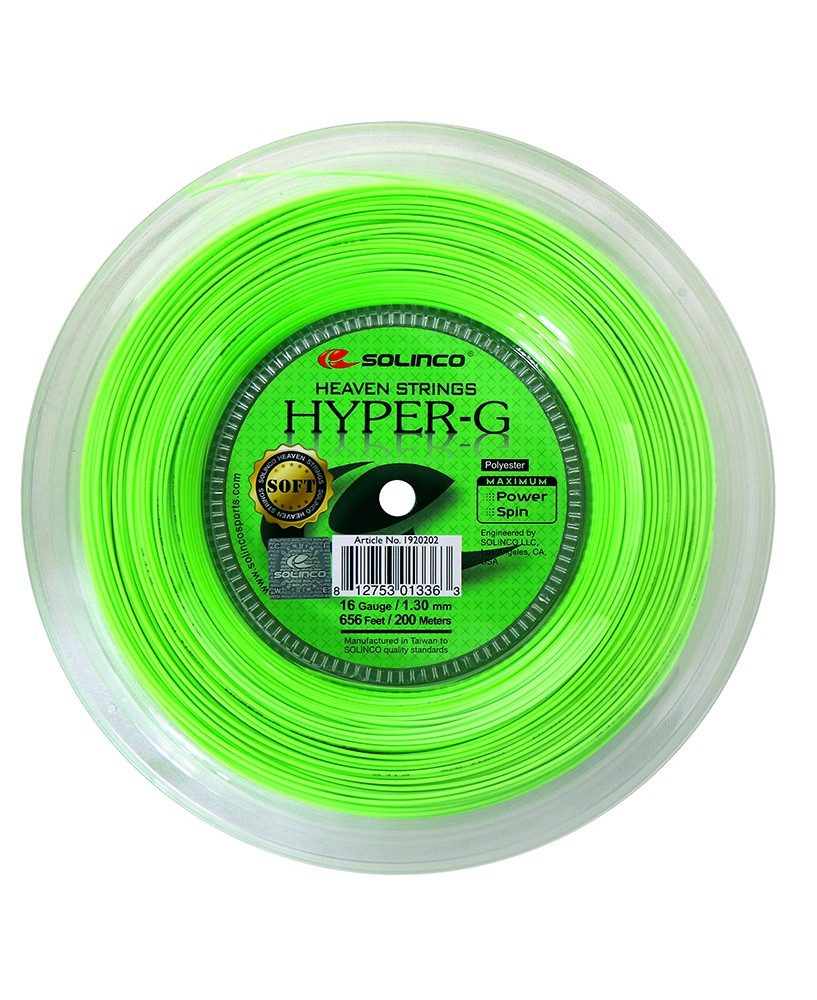 Tennissaite Hyper G SOFT (Haltbarkeit+Touch) grün 200m Rolle