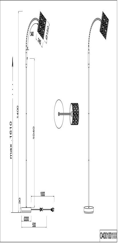 Leuchtenhals Leuchtmittel, ohne Jules, Wiener schwarz Stehleuchte matt Geflecht Lampenschirm, schwenkbar Stehlampe Leonique mit Ein-/Ausschalter,