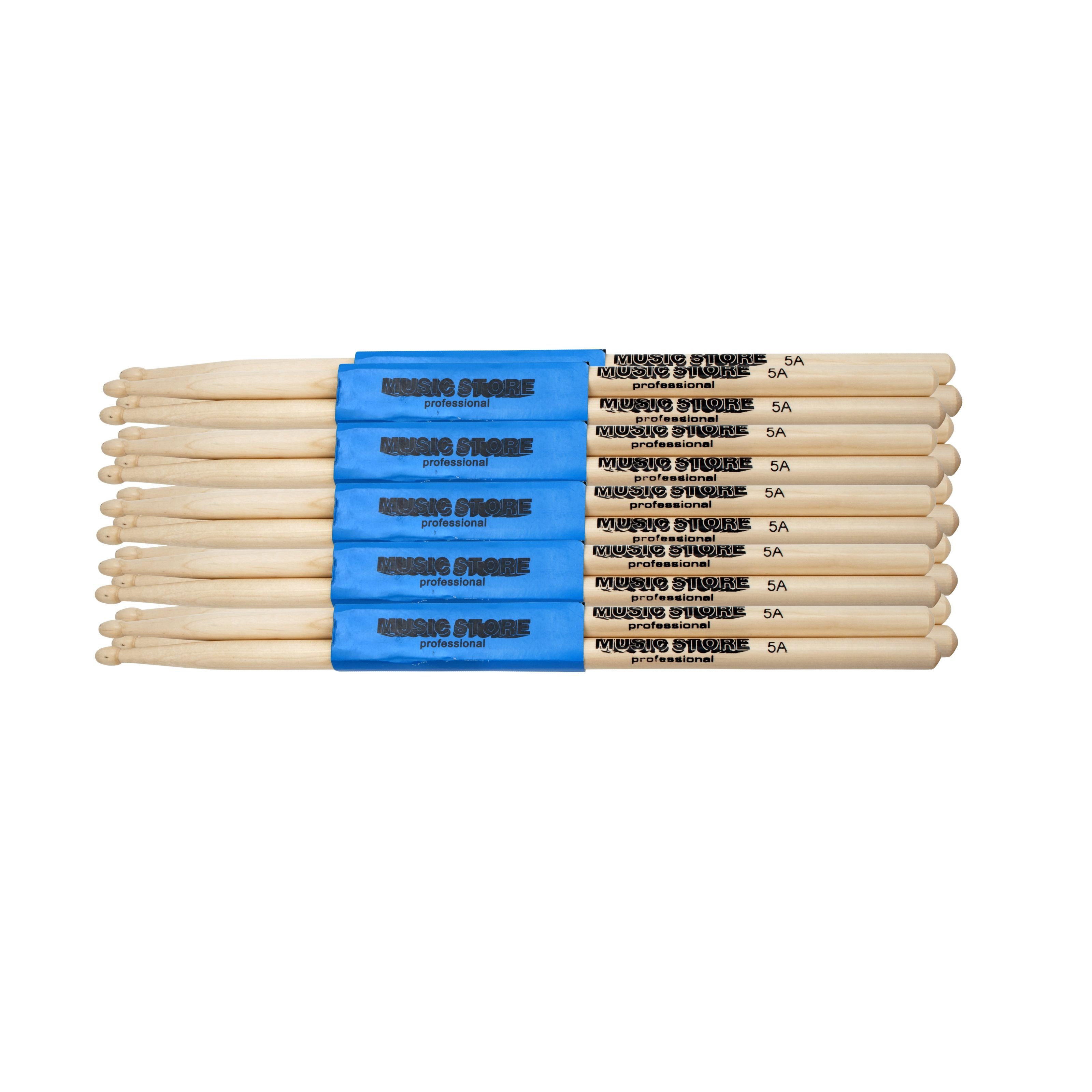 MUSIC STORE Drumsticks (5A Drumstick Set 10 Stück Ahornholz Holzspitze Acorn Kopf 405mm Länge 14mm Durchmesser Ideal für Schlagzeuger Größe 5A, Sticks, Beater und Mallets, Stick Packs), Drumstick Set, Ahornholz, Holzspitze