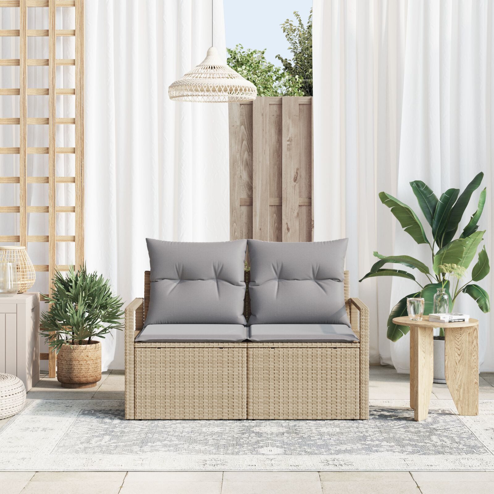 vidaXL Loungesofa Gartensofa 2-Sitzer mit Kissen günstig online kaufen