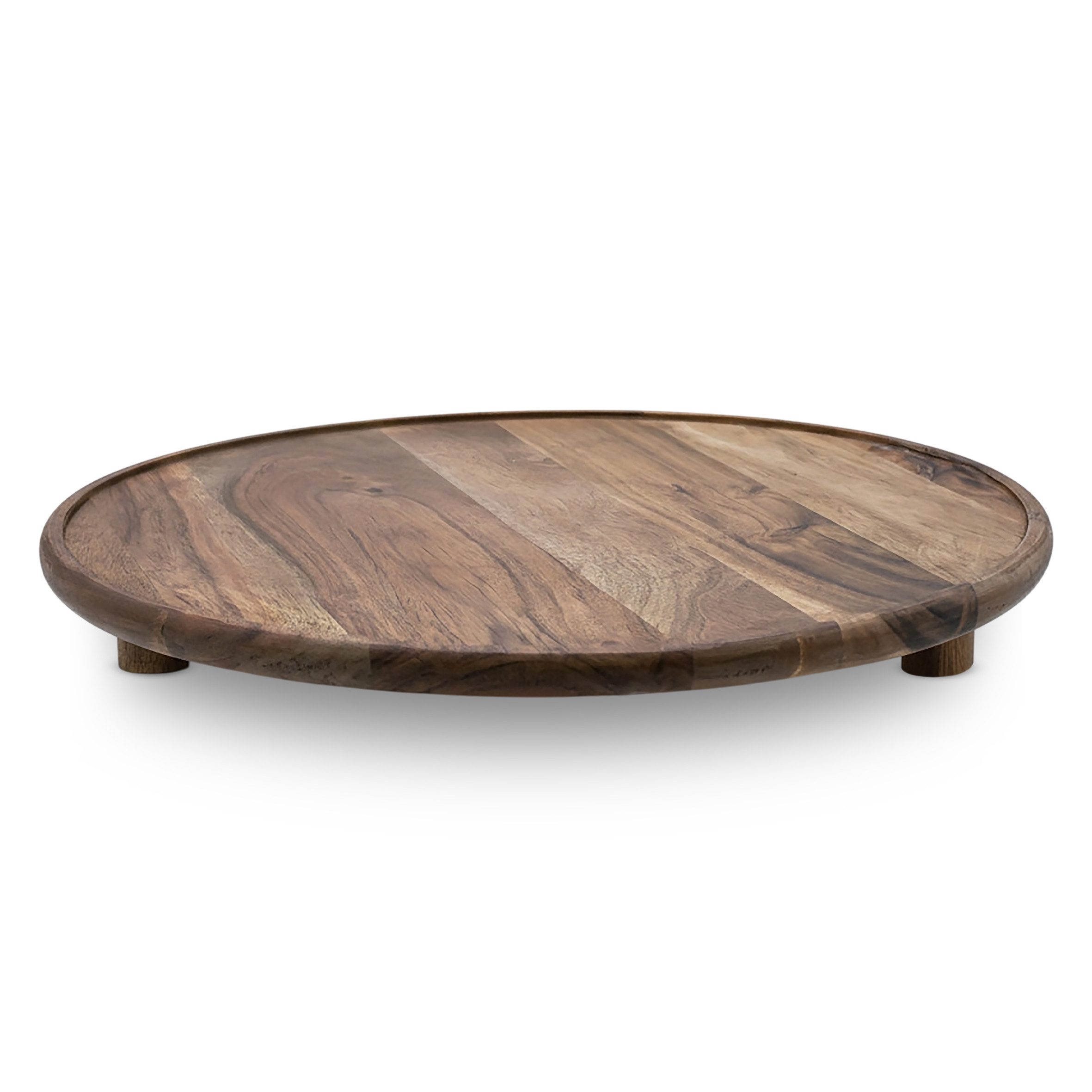 Spetebo Servierplatte Akazienholz groß lebensmittelecht - 37 cm, Akazienholz, (Stück, 1-tlg., 1), mit erhöhtem Rand