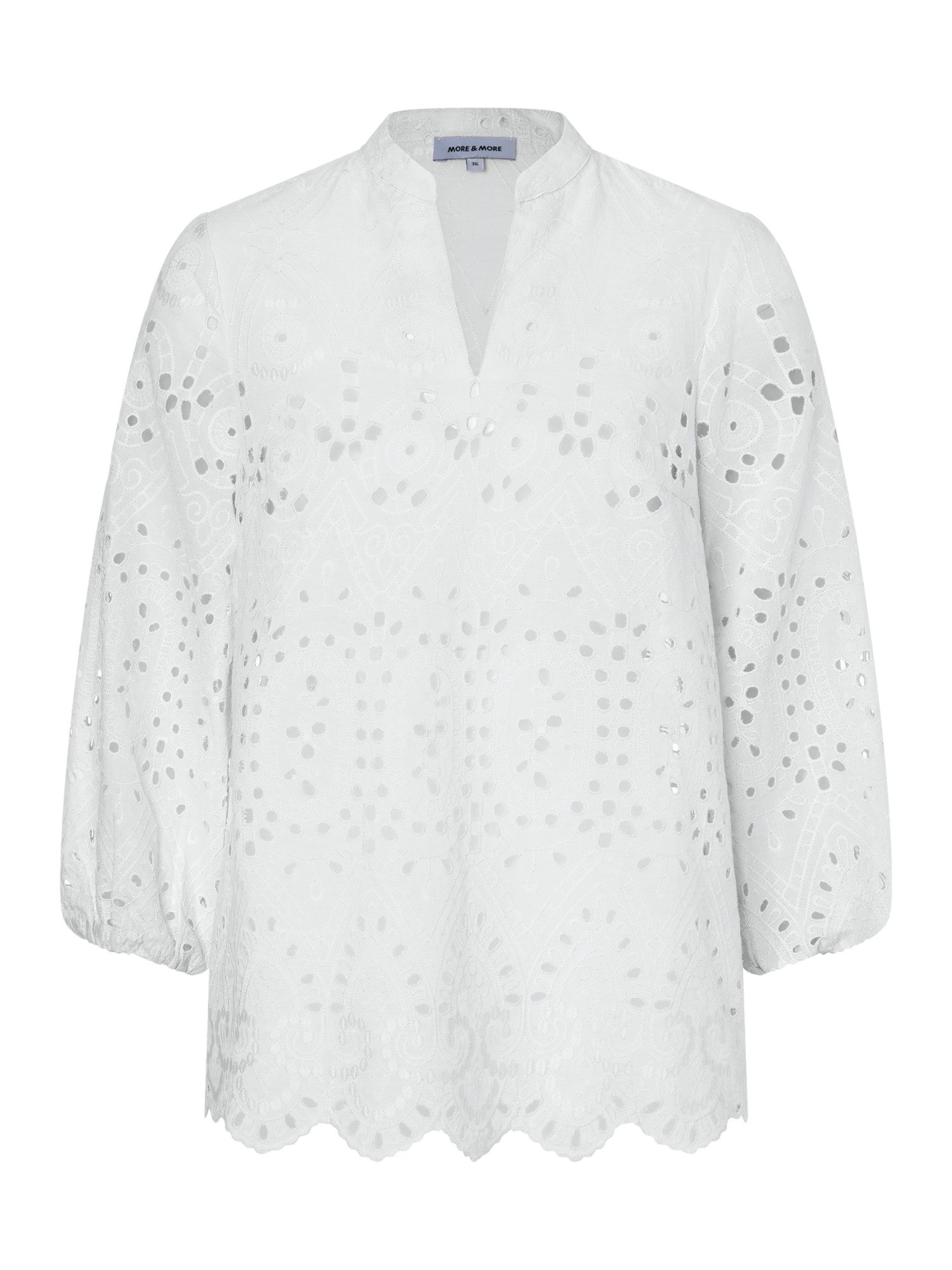MORE&MORE Klassische Bluse legere Lochspitzen-Schlupfbluse, 3/4 Arm