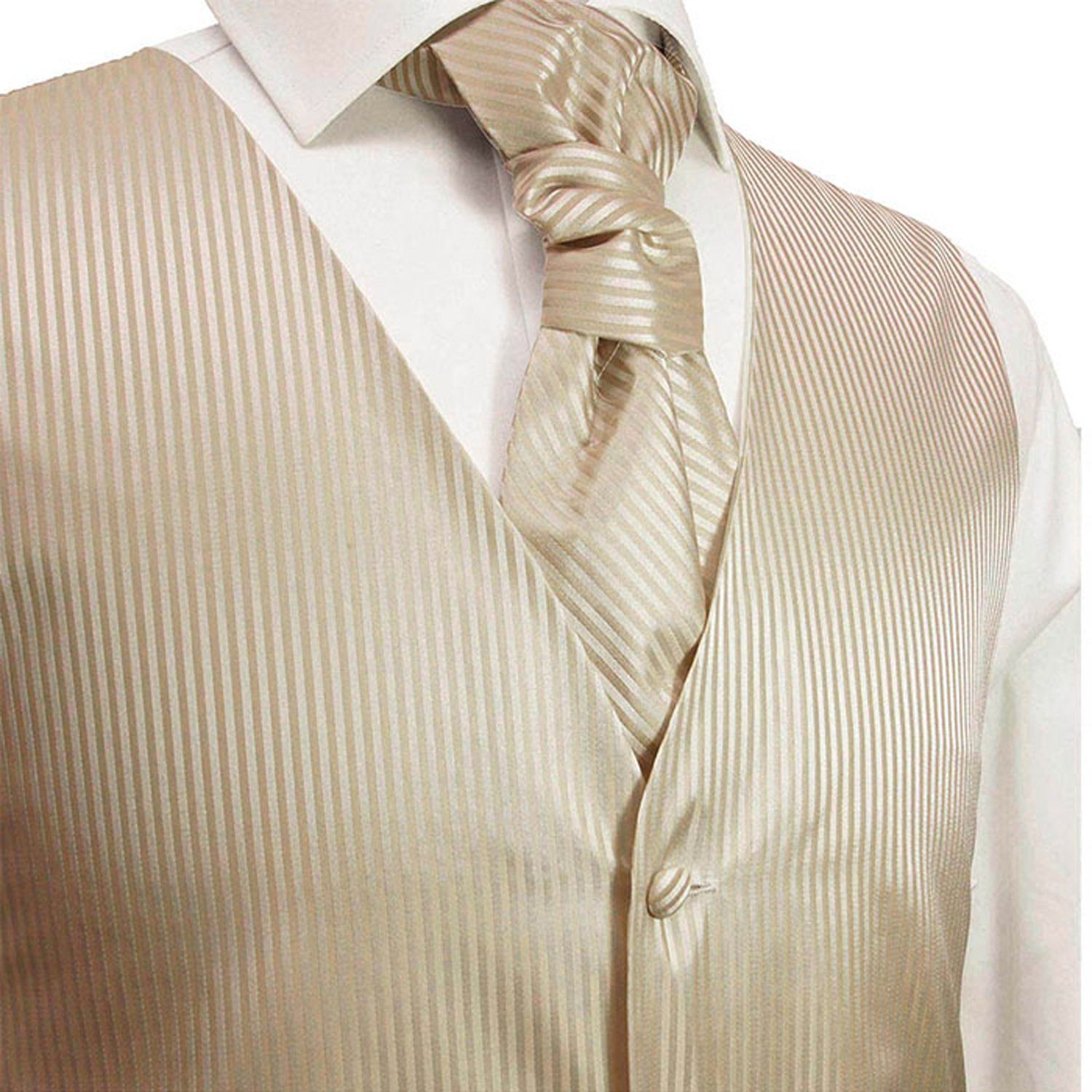 Paul Malone Anzugweste Herren Hochzeitsweste mit Plastron Set 2tlg gestreift - Bräutigam (Set, 2-tlg., mit Weste und Plastron) cappuccino braun V28, Gr. 102 (MT)