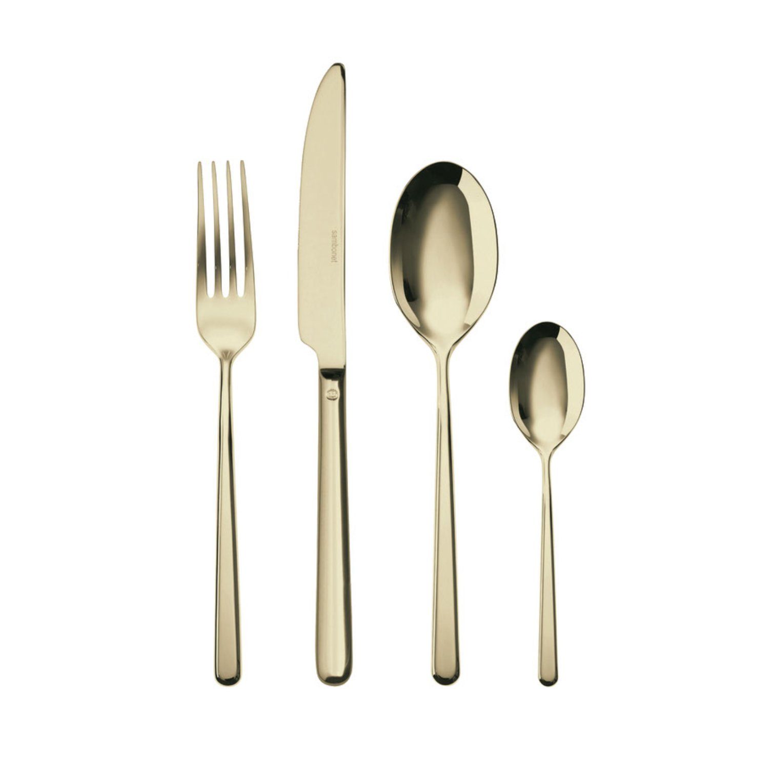 sambonet Besteck-Set Sambonet Linear Besteck 24tlg. Vh. Edelst./PVD Champag. (24-tlg), 6 Personen, Edelstahl rostfrei