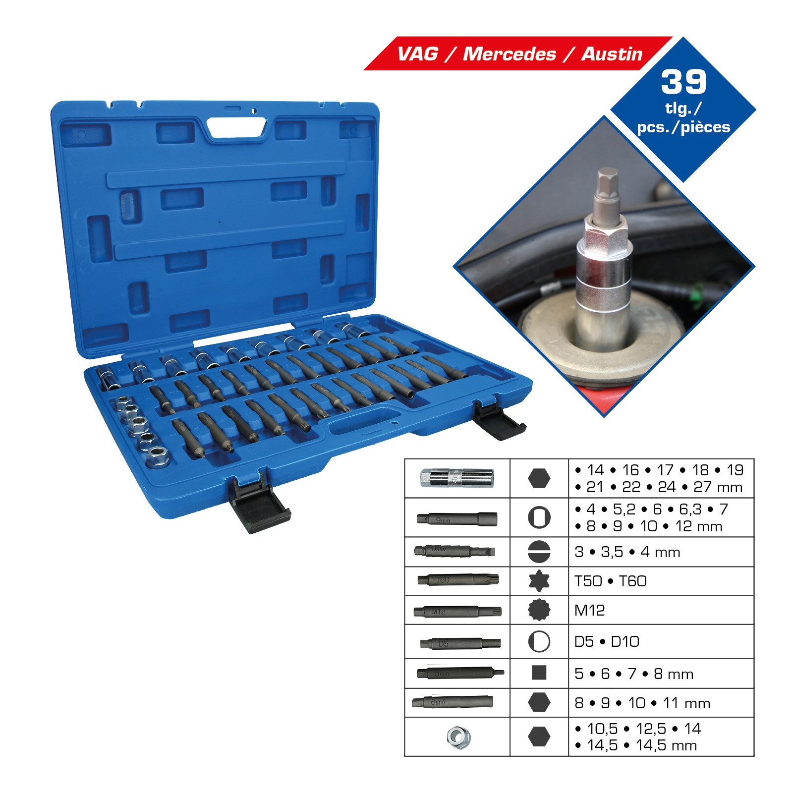 Brilliant Tools Drehmomentschlüssel BRILLIANT TOOLS Stoßdämpfer-Werkzeug-Satz 39tlg. - BT651050