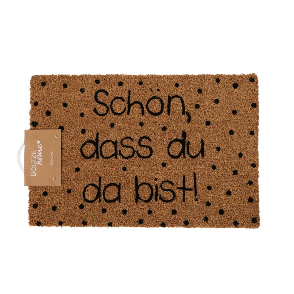 BOLTZE Fußmatte Fußmatte SCHÖN, DASS DU DA BIST natur schwarz mit Punkten a günstig online kaufen