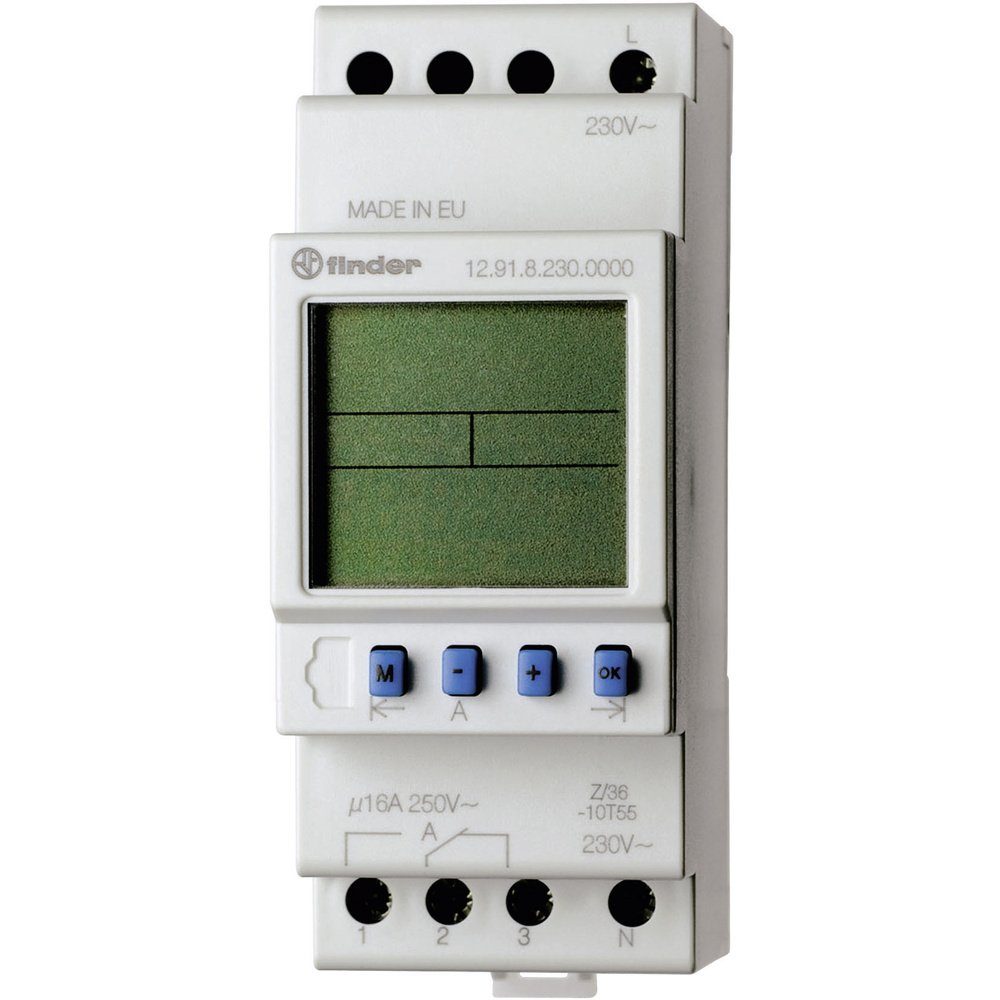 finder Zeitschaltuhr Finder 12.91.8.230.0000 Zeitschaltuhr für Hutschiene 230 V/AC Tagespr, 12.91.8.230.0000