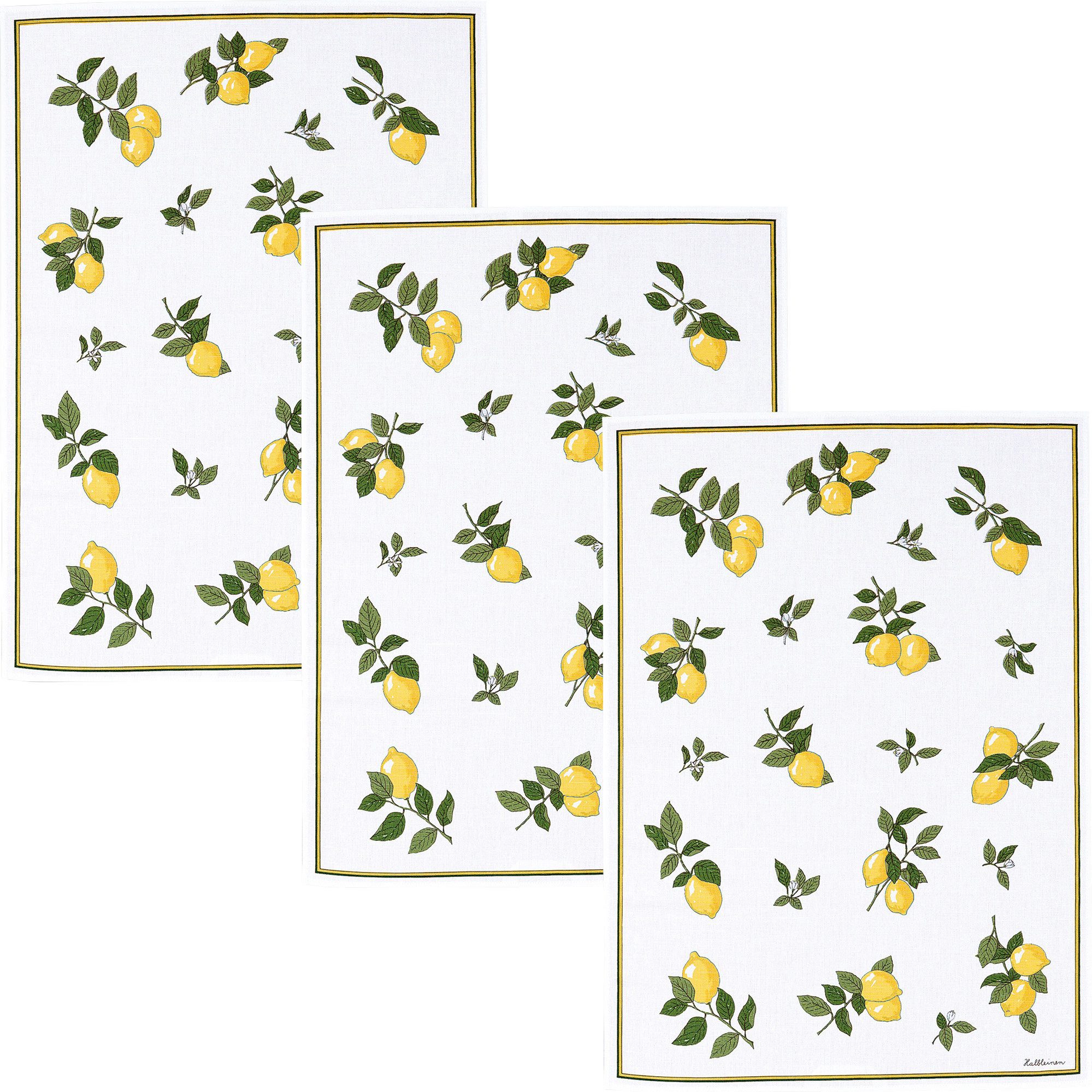 Kracht Geschirrtuch Geschirrtuch "Zitronen" 3er-Pack, Halbleinen Motiv günstig online kaufen