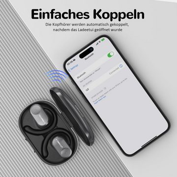 Ownhut Bluetooth 5.3, Touch-Steuerung Kabellose Sport Open-Ear-Kopfhörer (DSP-Bassverbesserung und 16,2-mm-Lautsprecher für kräftigen, klaren Sound., mit Open Bass, 50 Stunden Laufzeit, Begleiter im Büro Freizeit & Sport)