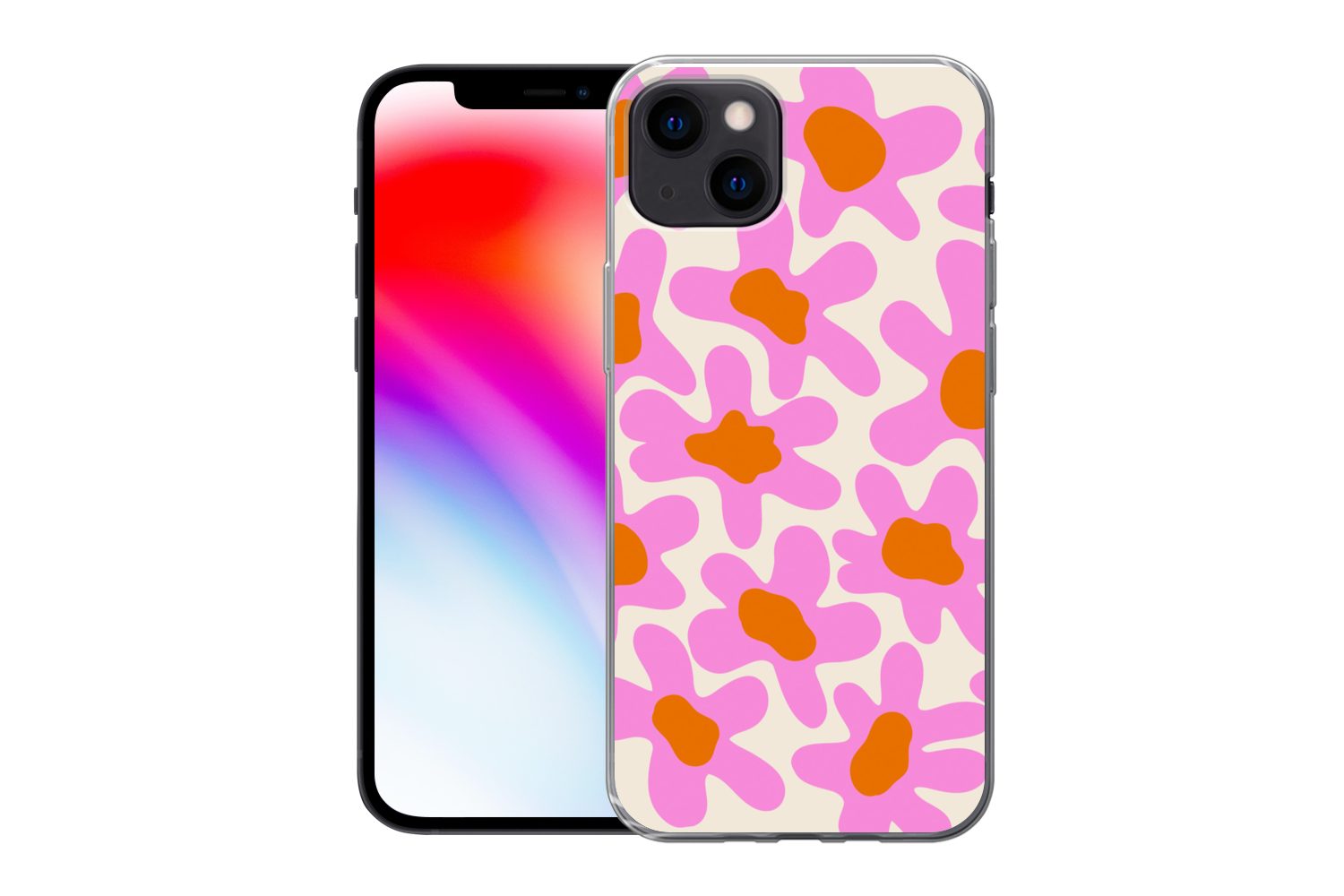 MuchoWow Handyhülle für Apple iPhone 13 Blume - Rosa - Muster, Smartphone-Bumper, Print, Handy Schutzhülle Dünn