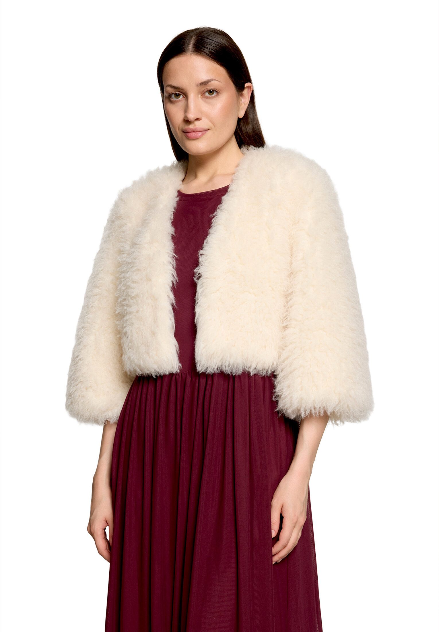 Vera Mont Fellimitatjacke Damen mit Rundhalsausschnitt