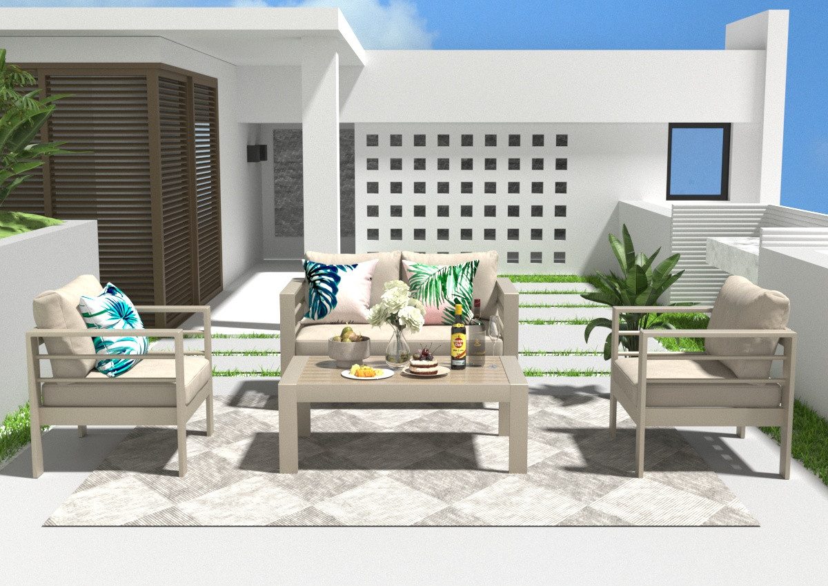 MeXo Gartenlounge-Set Aluminium Balkonmöbel Set 4 günstig online kaufen