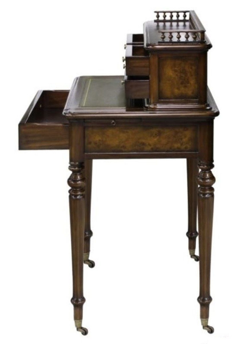 Schubladen Mahagoni Grün H. x Sekretär Qualität 5 - Padrino 79 / mit 50 Luxus Schreibtisch 101 Casa x cm Braun