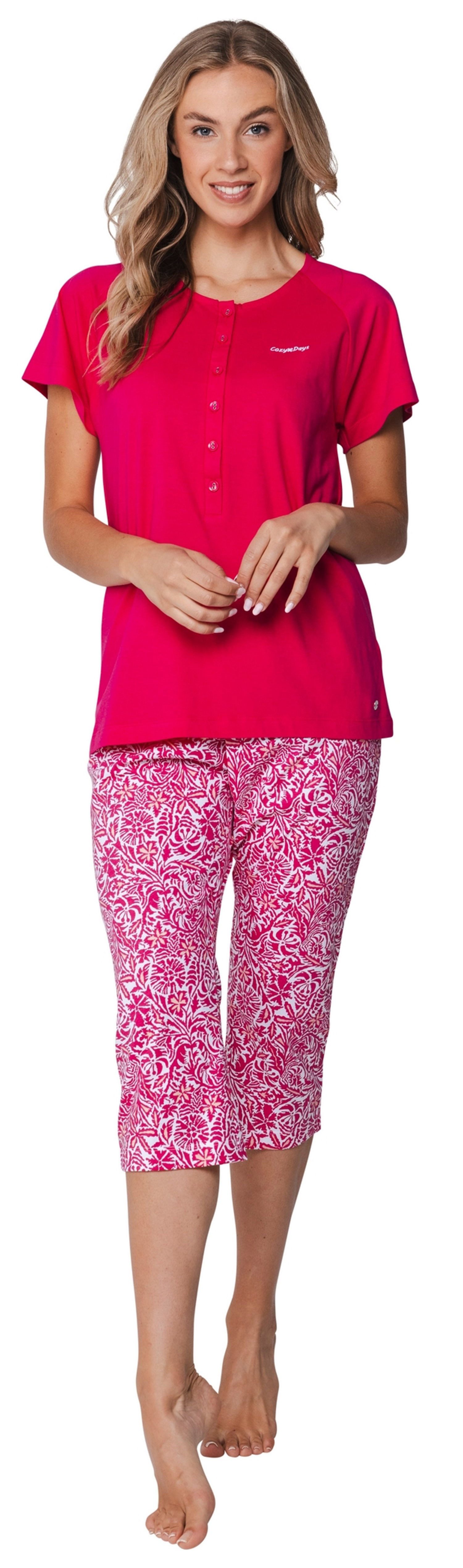 Pastunette Capri-Pyjama Modischer Damen Pyjama mit Caprihose (2 tlg) Modisches Design