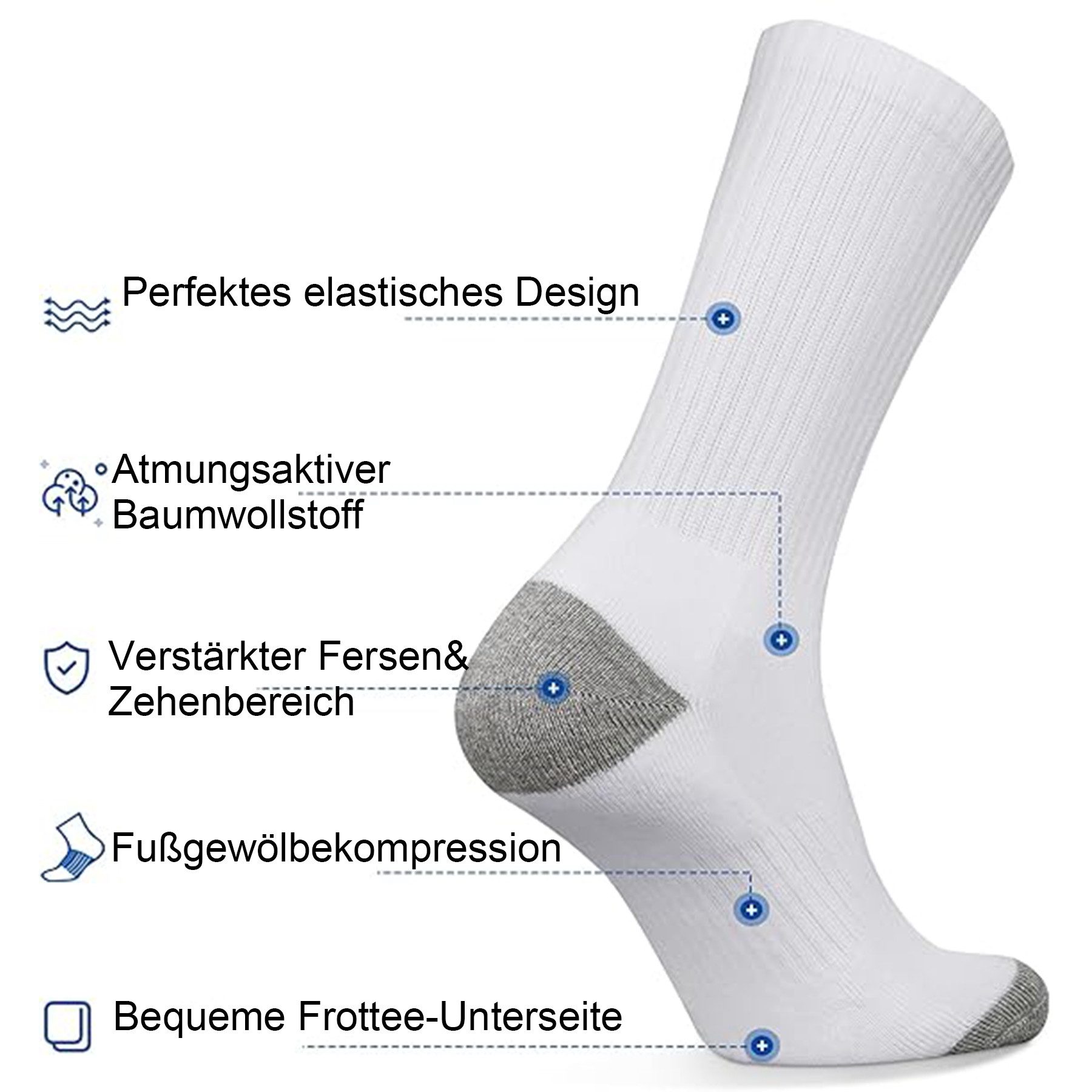 Mutig Sportsocken 5 Paar Sportsocken Tennissocken, Wandersocken Crew (Atmun günstig online kaufen