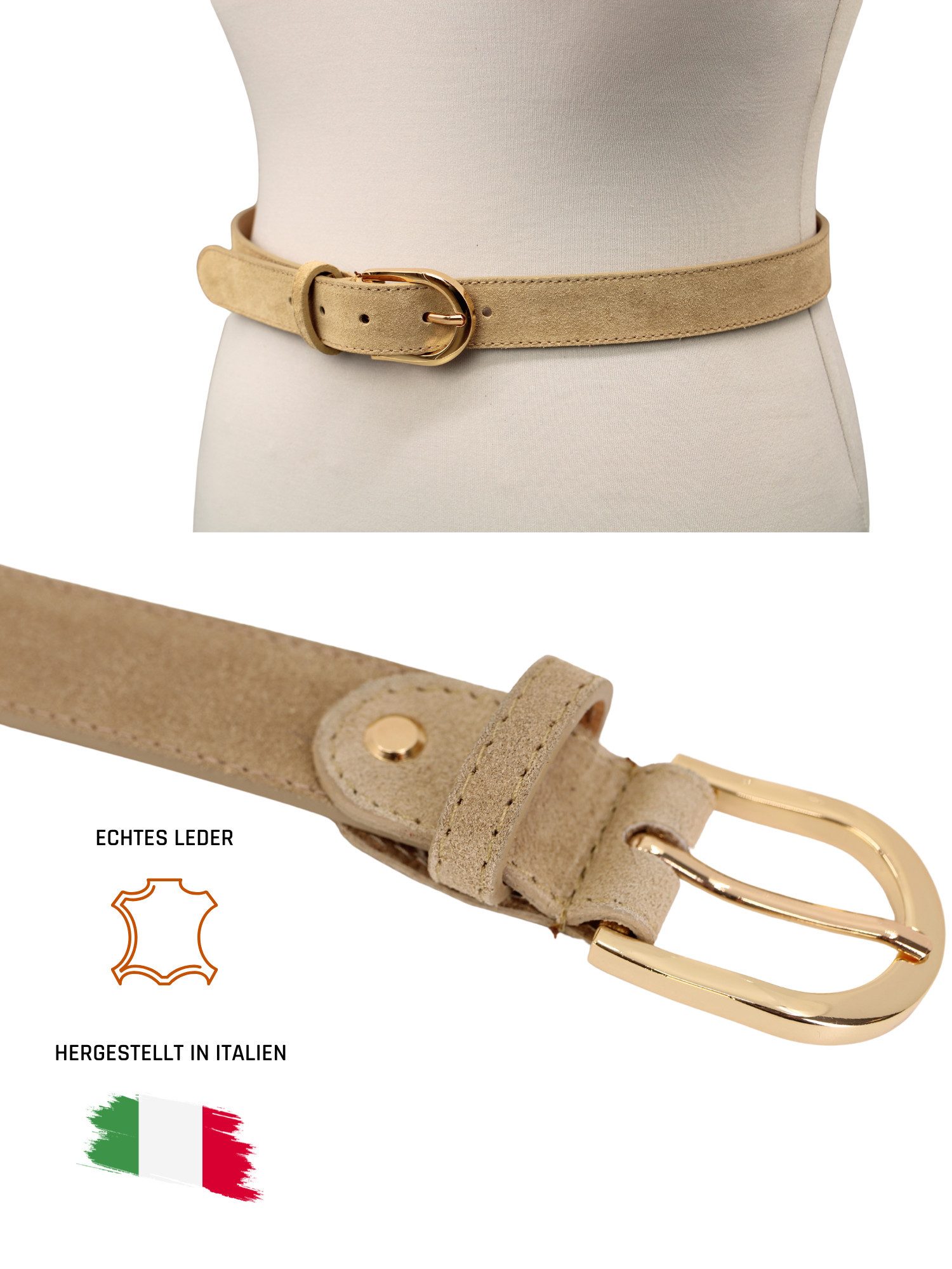 Adel Bags Ledergürtel Damen Gürtel, 3 cm Breit, verschiedene Farben,Hergestellt in Italien – Bild 2 von 3