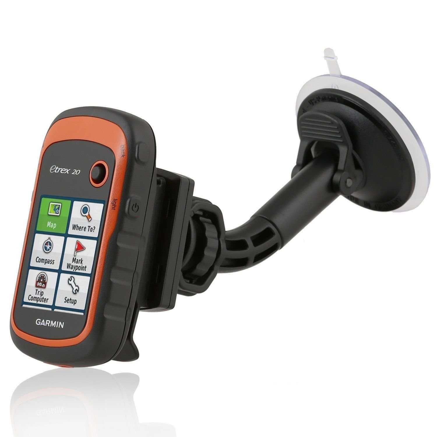 Wicked Chili Navigationsgeräte-Halterung KFZ-Halterung für Garmin eTrex / Dakota / Oregon, (1er Set, 2-tlg., Made in Germany, Autohalterung Saugnapfhalterung zur Befestigung an d)