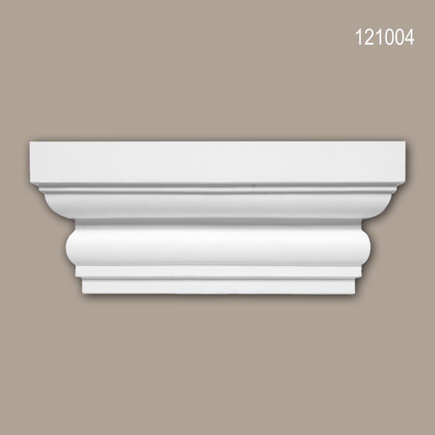 Profhome Wanddekoobjekt 121004 (Pilaster Kapitell, 1 St., Pilaster, Zierelement, Wanddekor, Schmuckelement), weiß, vorgrundiert, Stil: Dorisch