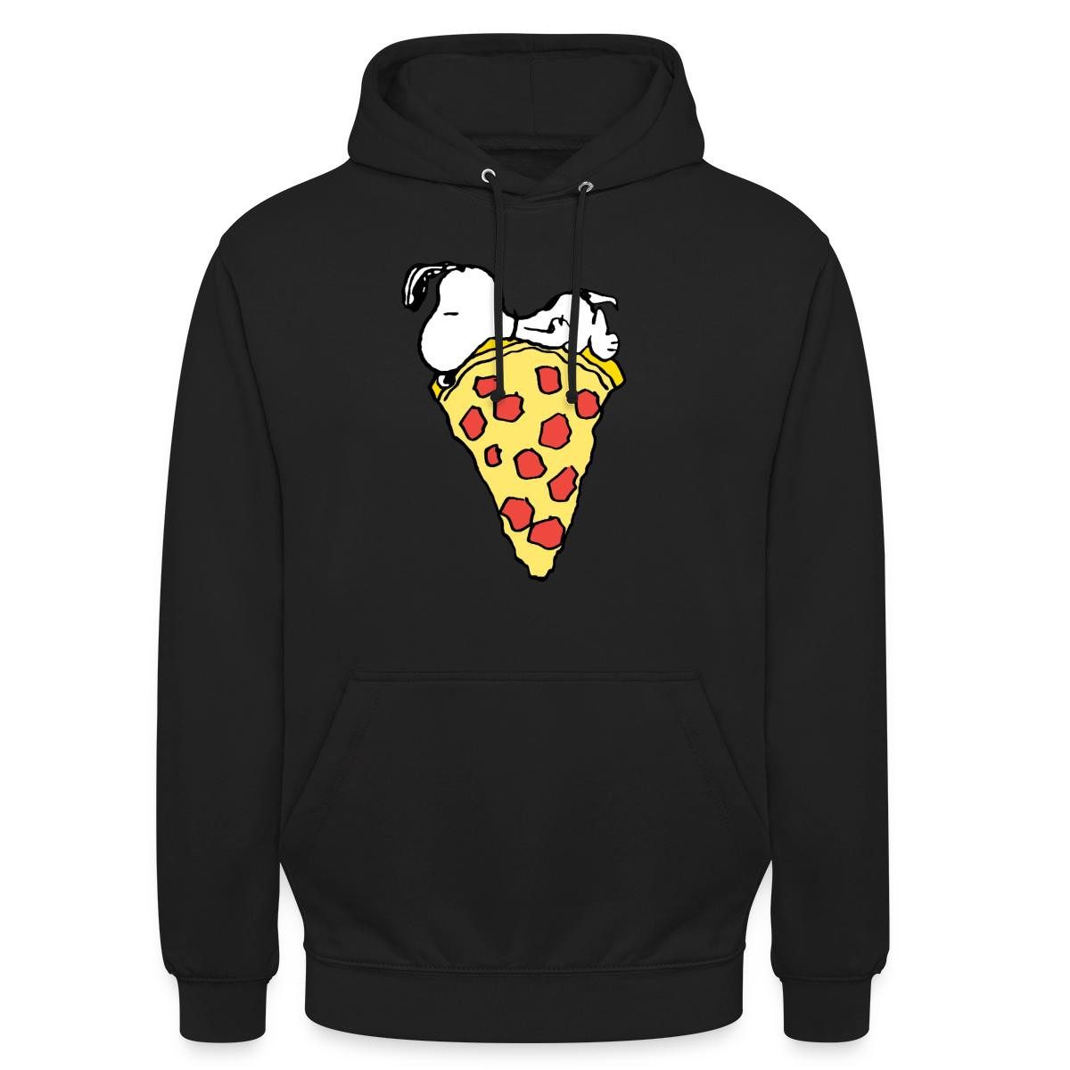 Spreadshirt Hoodie Peanuts Snoopy Pizza Unisex Hoodie (1-tlg) Unisex-Schnitt: Sitzt bei Männern körpernah, bei Frauen weit