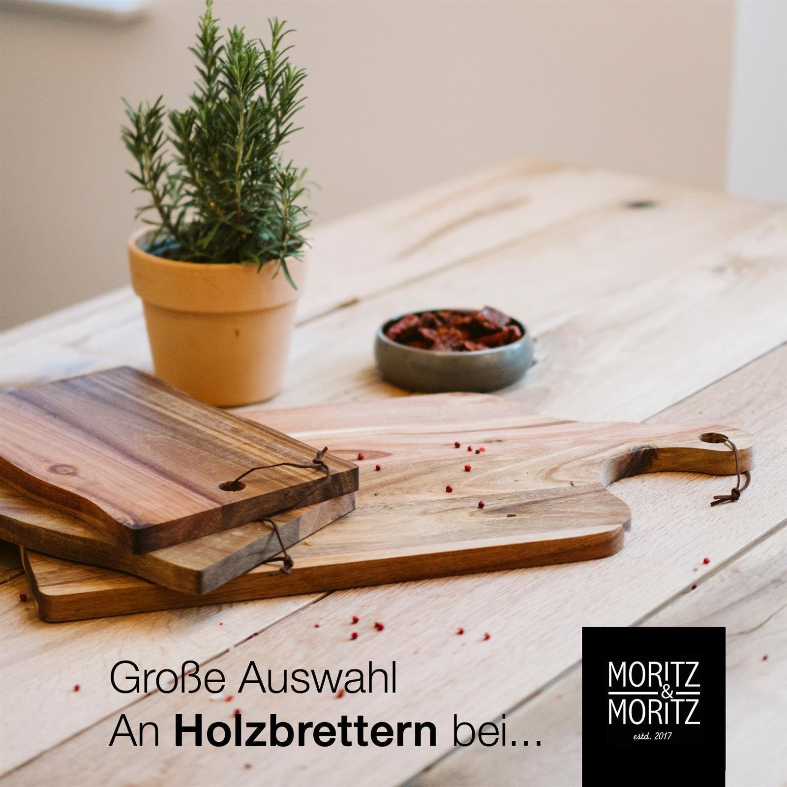 Moritz & Moritz Servierbrett zum Akazienholz, Schneiden, Servierbrett Holz, (2er Anrichten Set, und 2-St), Servieren