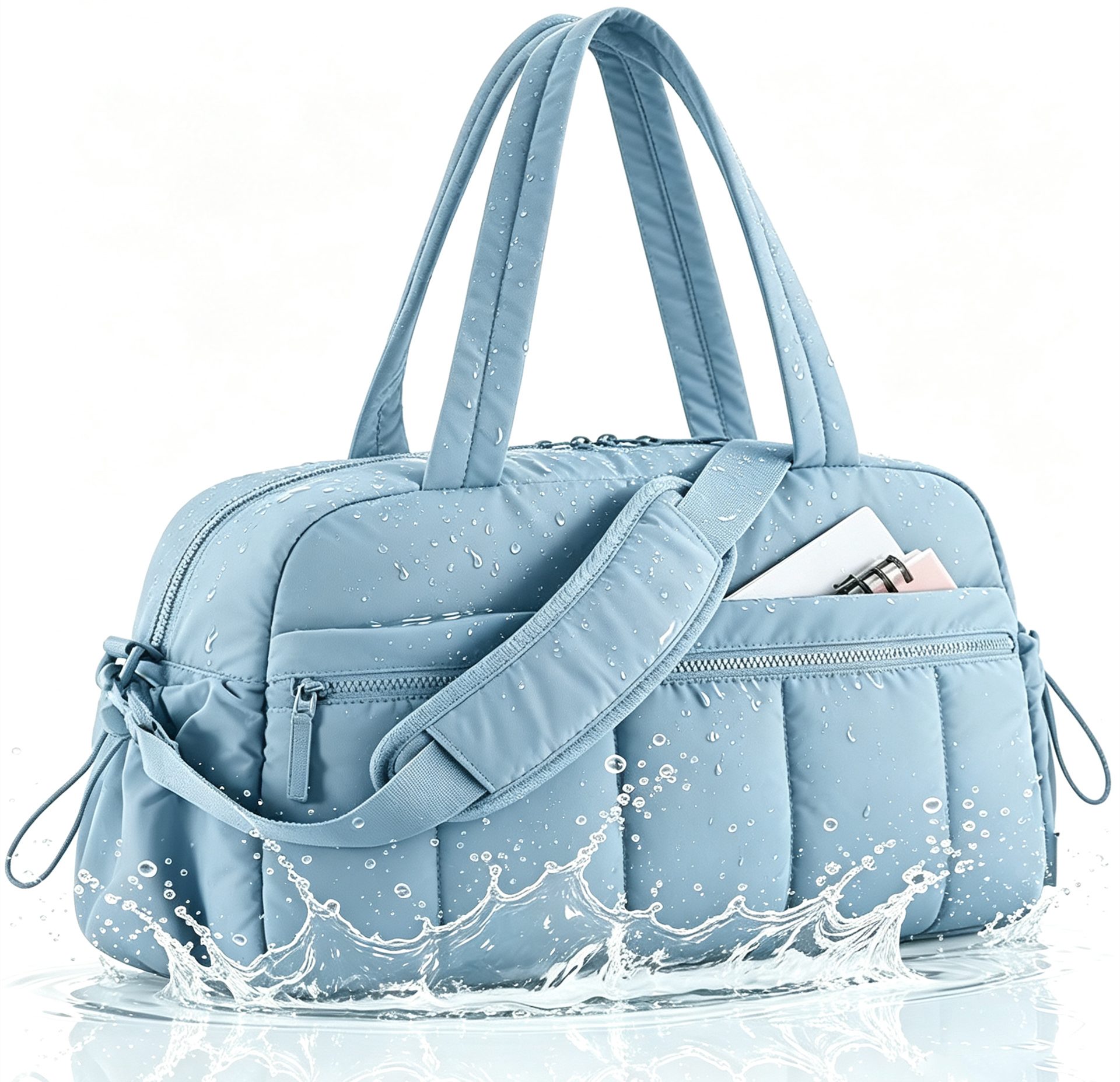 Forrlite Reisetasche Reisetasche Wasserdichter Reise-Seesack - Tragetasche, Sporttasche (Schultertasche (Erweiterbar mit Trolley-Ärmel und Nasstasche), Atmungsaktiv, wasserdicht, verschleißfest, großes Fassungsvermögen), Schultergurt, für Yoga, Schwimmen,