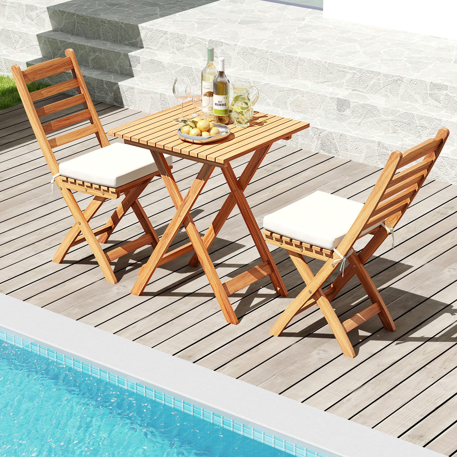 COSTWAY Balkonset, (3-tlg), Bistroset klappbar, mit günstig online kaufen