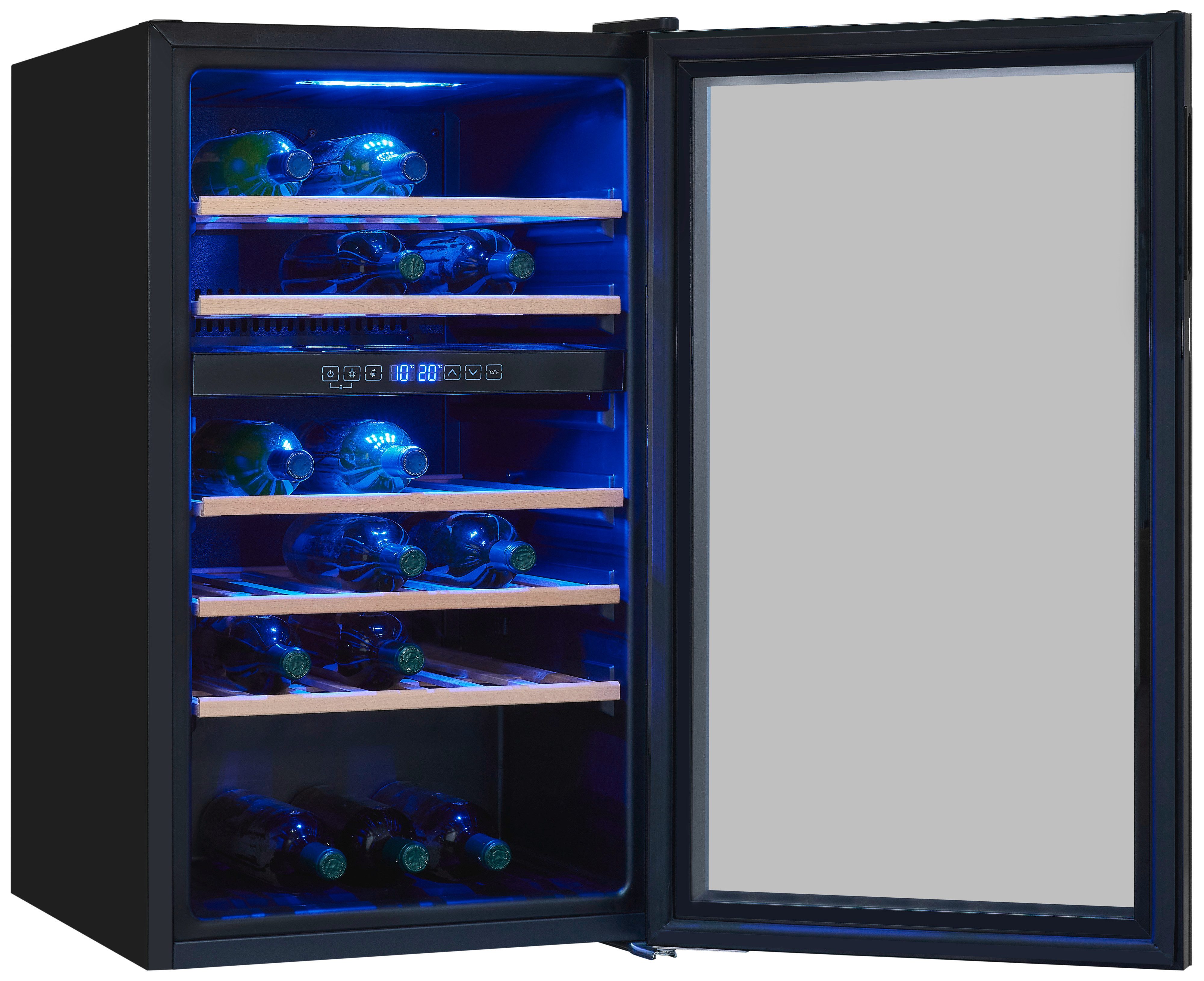 exquisit Weinkühlschrank WS2-45-GTE-160G, für 45 Standardflaschen á 0,75l,Für Weinliebhaber - stilvoll & perfekt temperiert für 45 Flaschen