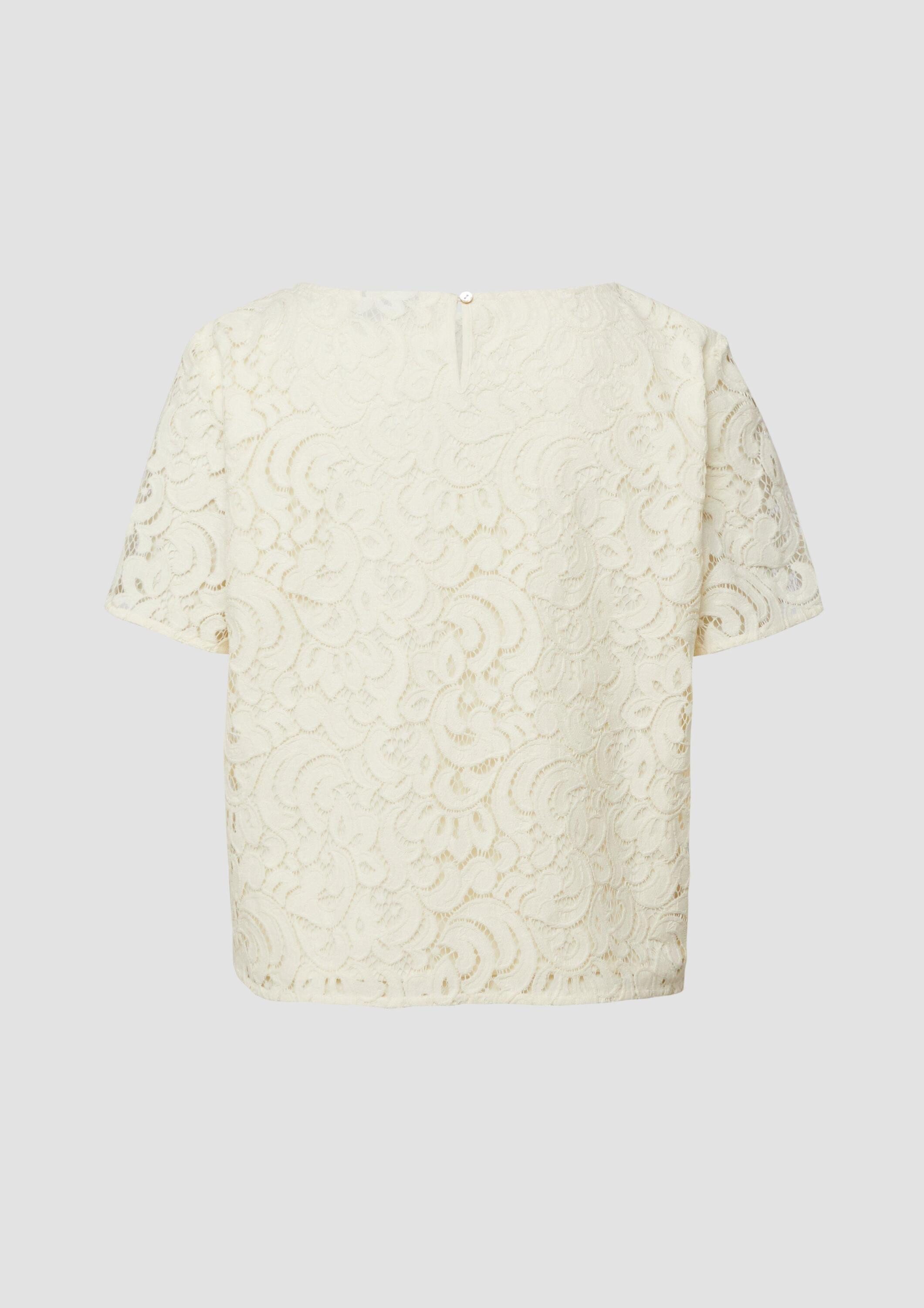 s.Oliver Kurzarmbluse Bluse Kurzärmelige Spitzenbluse mit floralem Muster