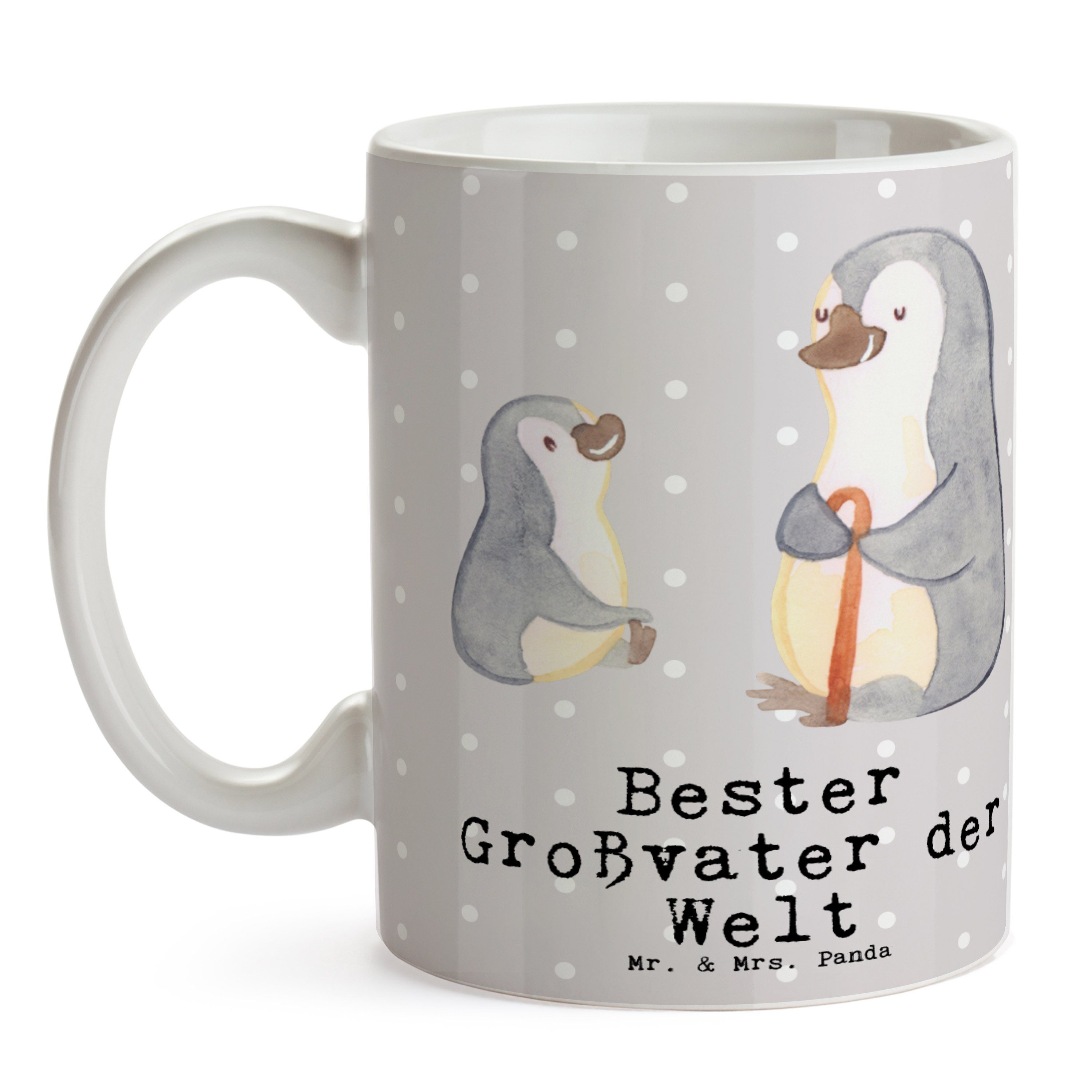 Mr. & Mrs. Grau - Pastell Geschenk, Bester Keramik Großvater Panda - Mitbring, Welt Pinguin Tasse der
