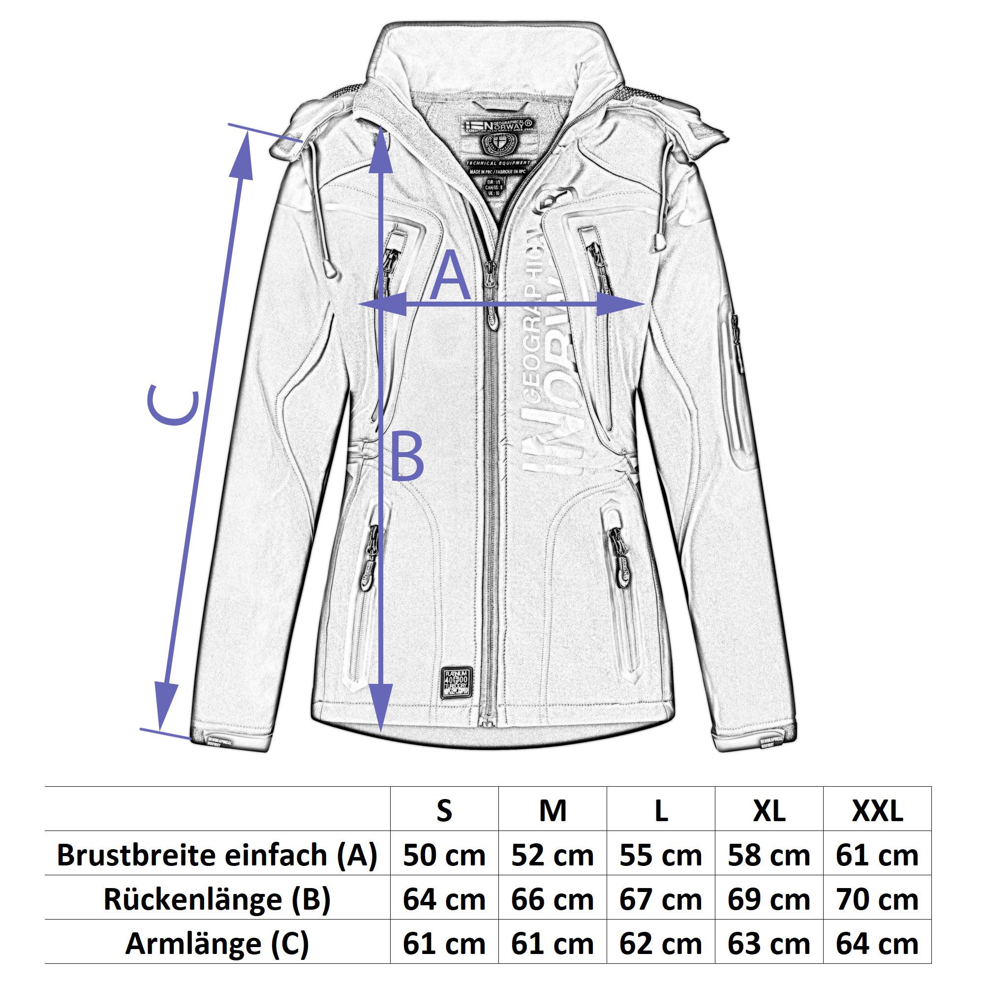 Geographical Norway Softshelljacke Damen Outdoor Windbreaker Regen Funktions Jacke – Bild 5 von 5