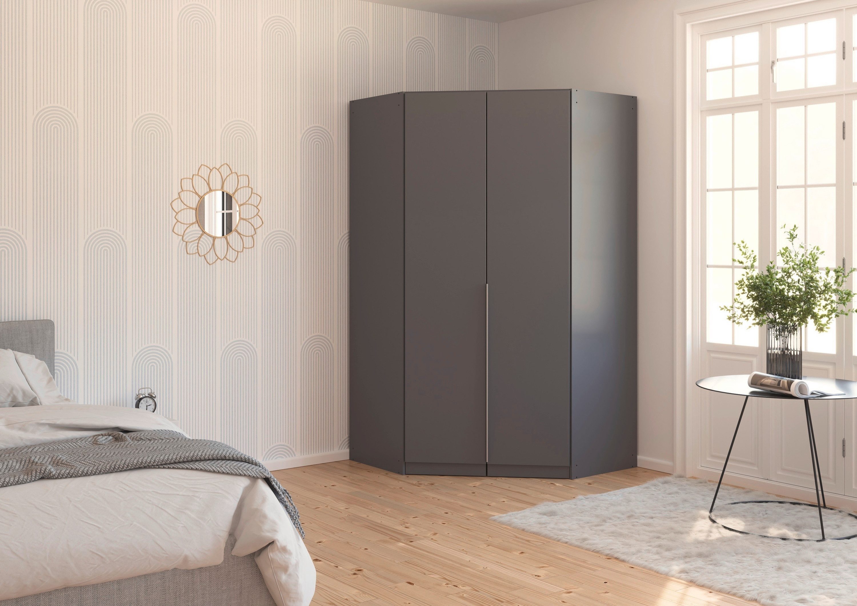 OTTO home Eckkleiderschrank Kleiderschrank Schrank Ankleidezimmer Schlafzimmer Garderobe AGORDO (in zwei Griff-Farben, Breite/Tiefe 117x117 cm, Höhen 210/229 cm – Bild 2 von 5
