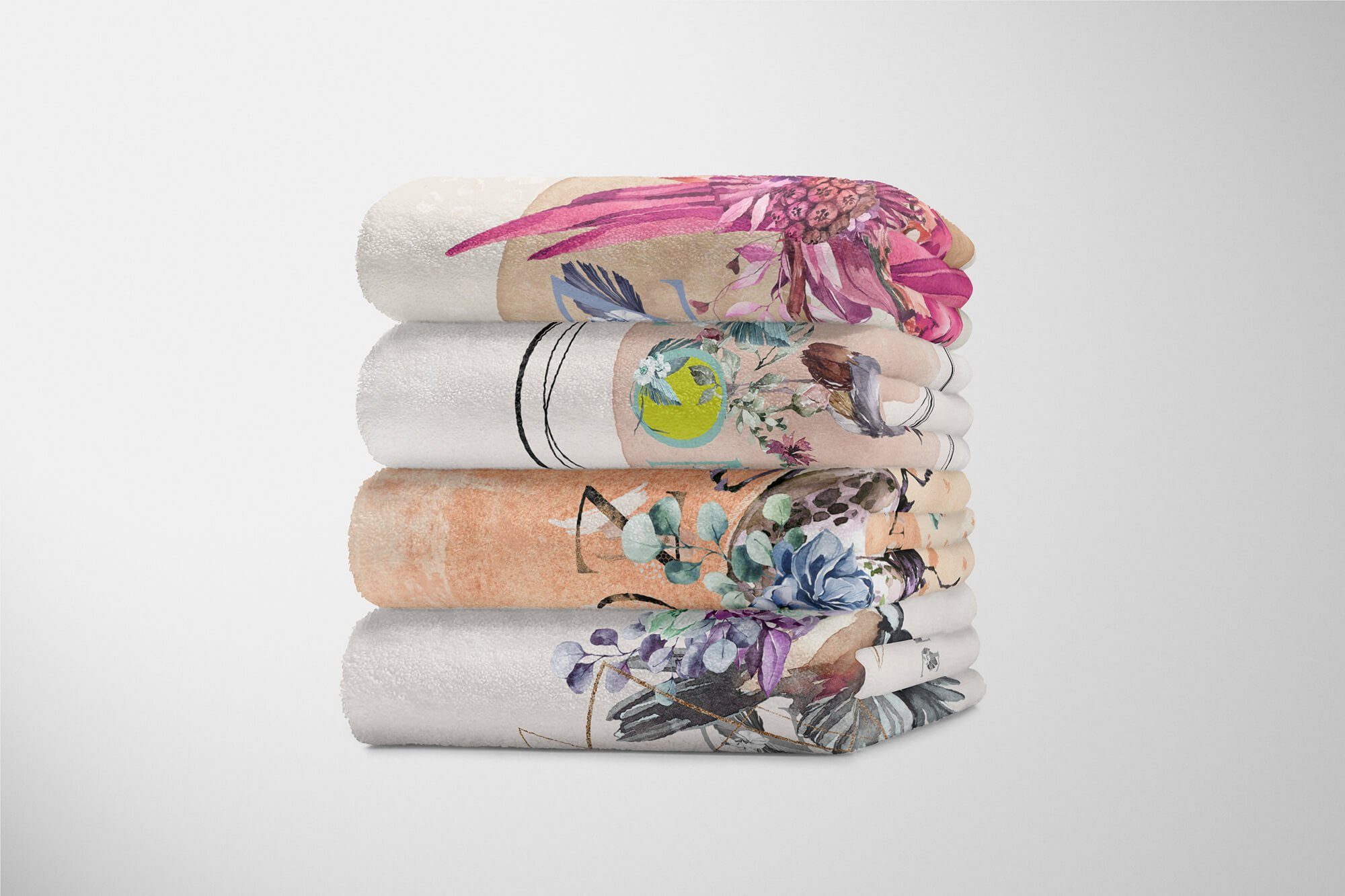 Sinus Art Handtücher Handtuch Motiv, Baumwolle-Polyester-Mix Käfer Kuscheldecke Kunstvoll Handtuch (1-St), Strandhandtuch Saunatuch Blumen