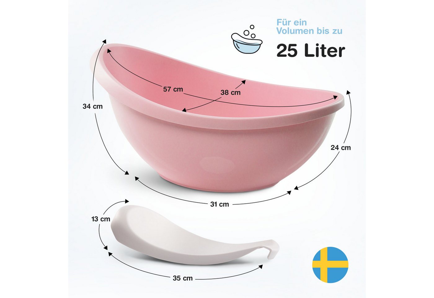 Thumbnail - BabyBeFun Babybadewanne mit Badewanneneinsatz für Neugeborene, Rutschfeste Babywanne, Inkl. Safety-Pad