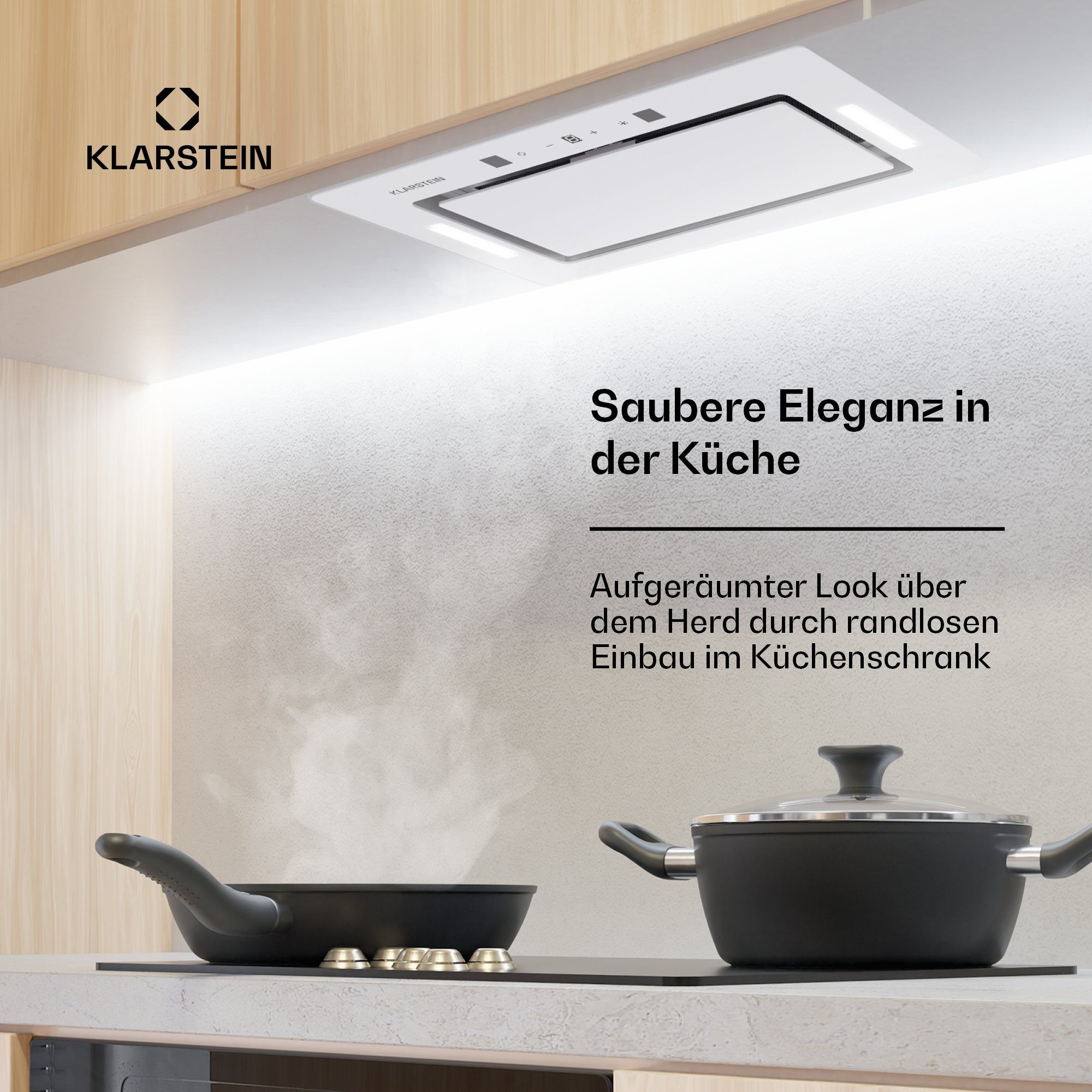 Klarstein Deckenhaube Hektor Hektor, Dunstabzugshaube Einbau Abluft Umluft LED Touch