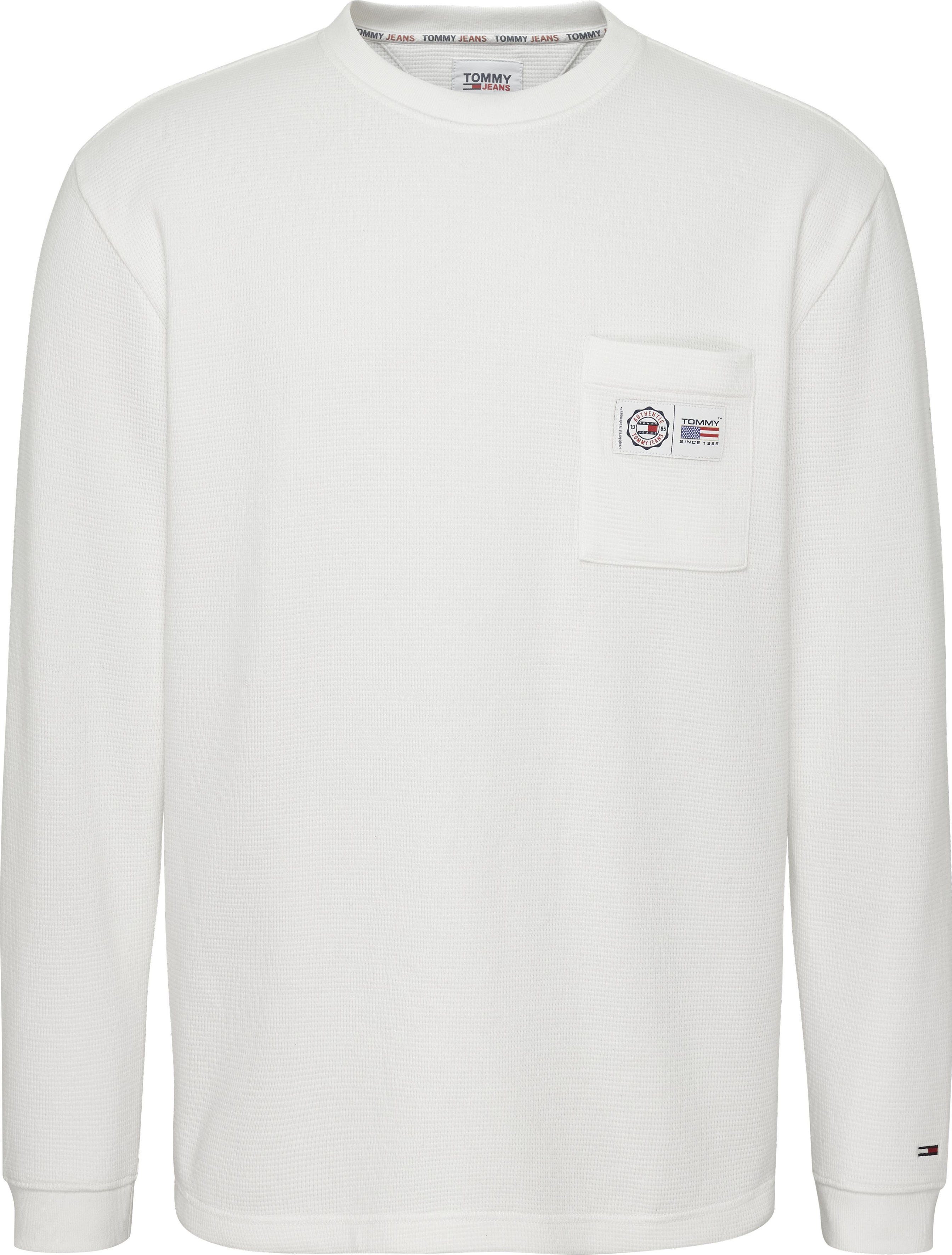 TJM White SOFT Langarmshirt mit LS CLSC SNIT Tommy Jeans Markenlabel