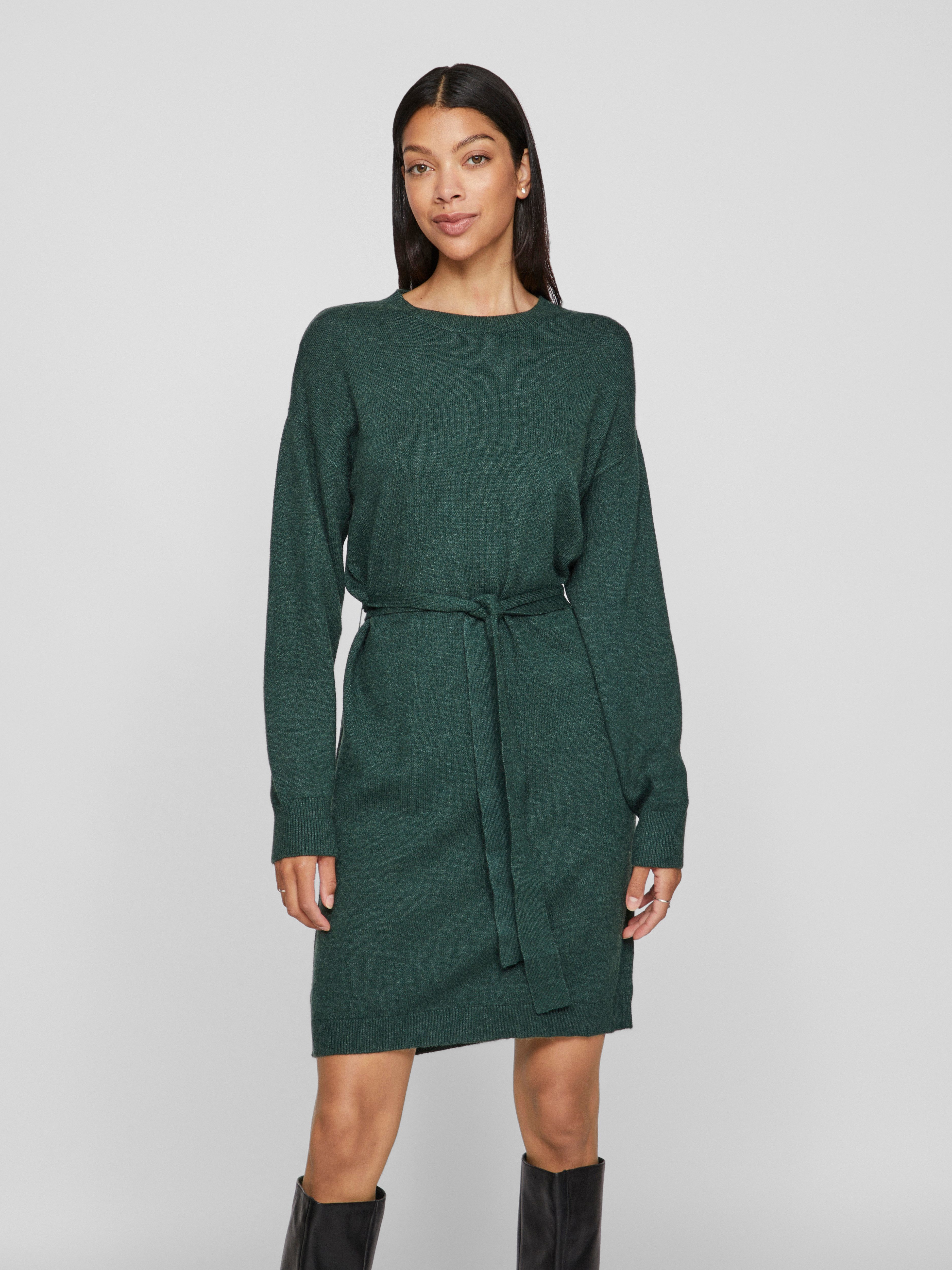 Vila Strickkleid VIRIL O-NECK L/S BELT günstig online kaufen