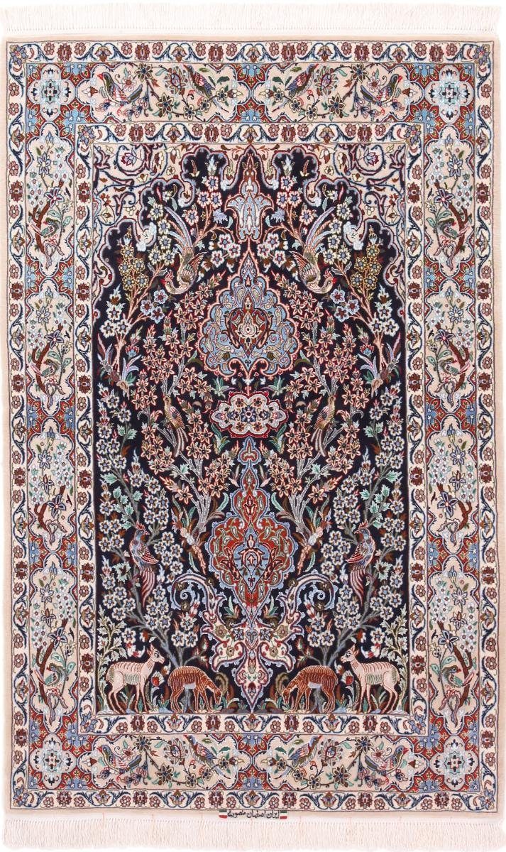 Trading, Orientteppich 109x177 mm rechteckig, Handgeknüpfter Orientteppich, Nain Isfahan 6 Höhe: Seidenkette