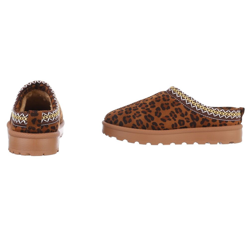 Ital-Design Bequeme Clogs für Damen mit dekorativen Details Snowboots (90457942) Flach Flache Stiefeletten in Braun