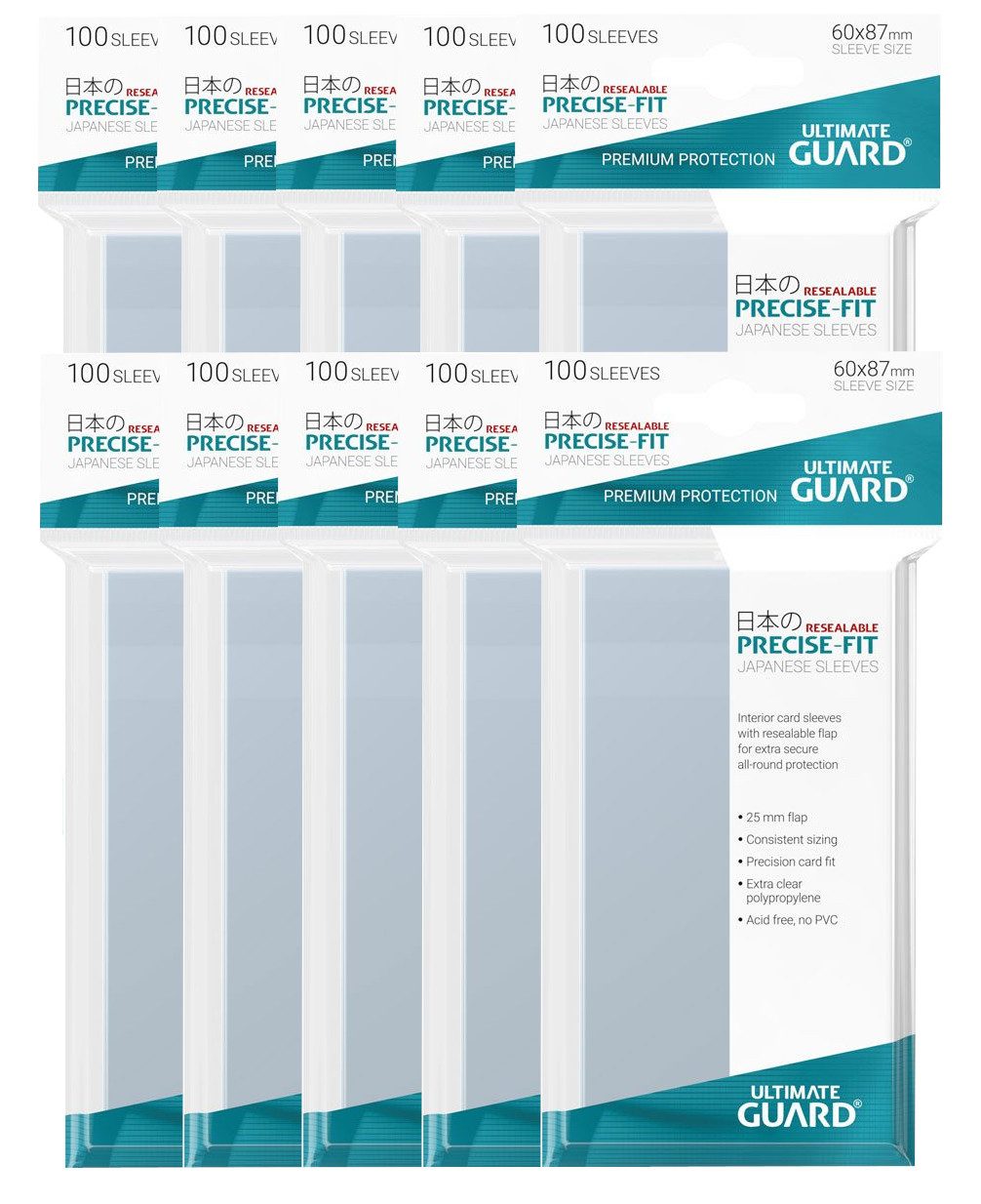 Ultimate Guard Sammelkarte 1000 Precise-Fit Sleeves japan.Größe wiederverschließbar