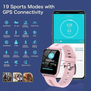 Dwfit Smartwatch (1,69 Zoll, Android, iOS), Pulsmesser Schlafmonitor Musiksteuerung,Wasserdicht Fitness Armbanduhr