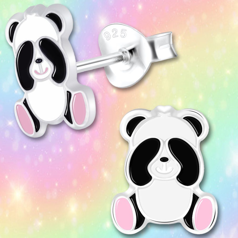 kleine 925 Kinder Mädchen Silber, Bär Panda Ohrstecker Sterling Paar Limana echt Geschenkidee Kinderohrringe